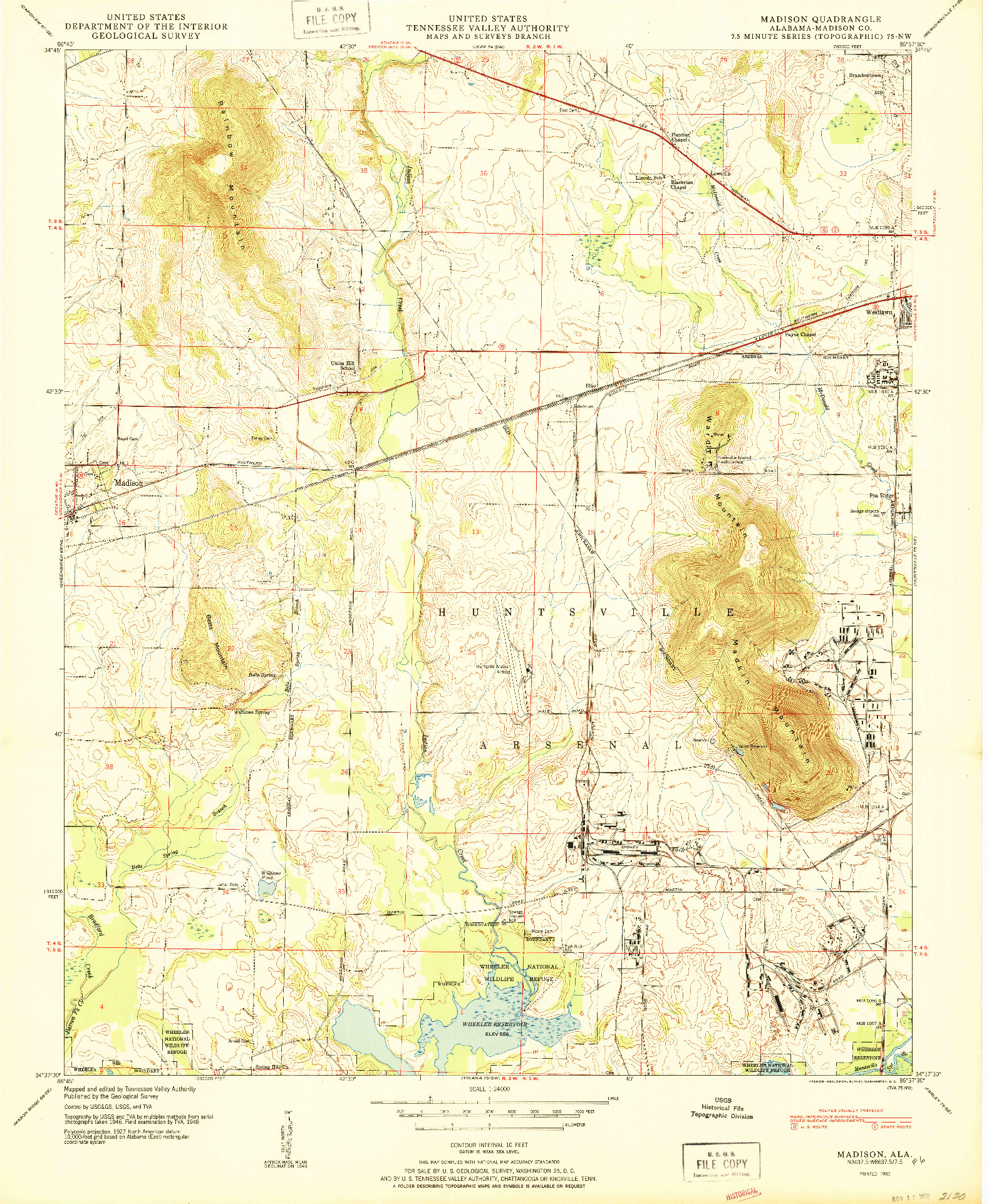 USGS 1:24000-SCALE QUADRANGLE FOR MADISON, AL 1950