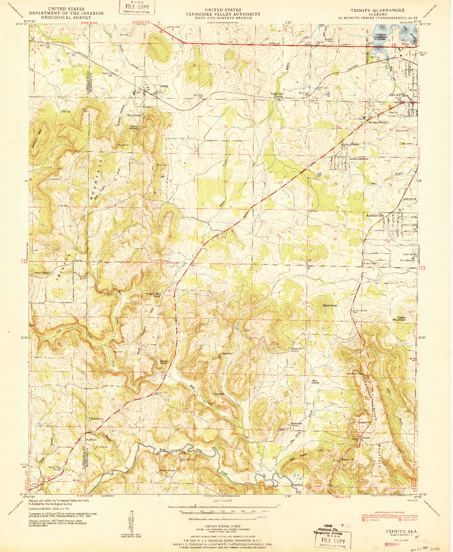 USGS 1:24000-SCALE QUADRANGLE FOR TRINITY, AL 1950