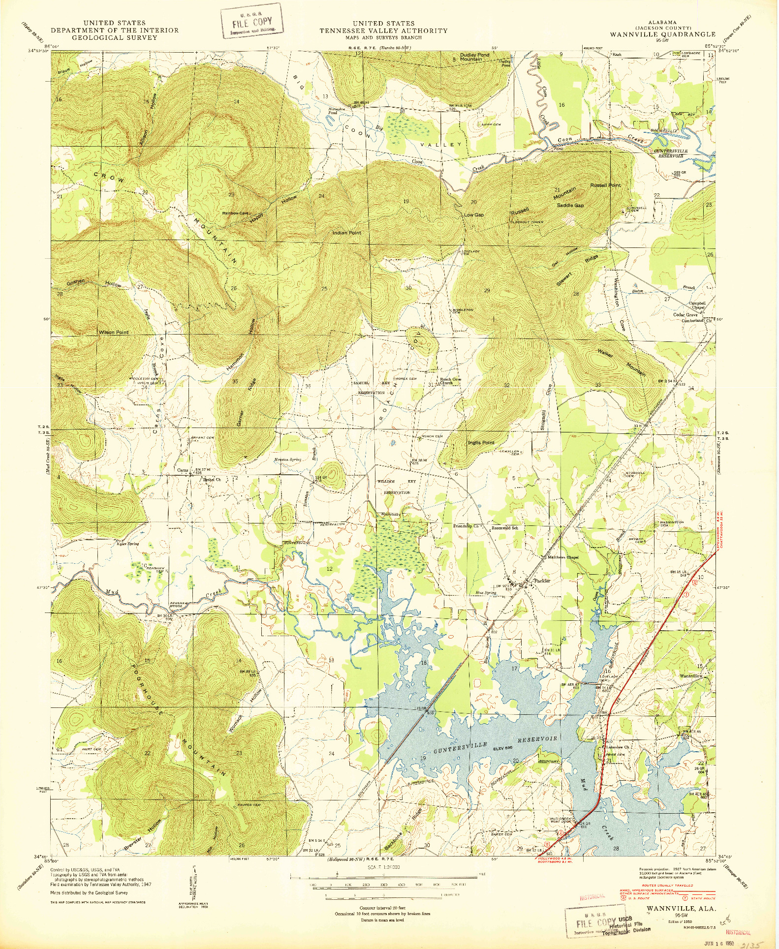 USGS 1:24000-SCALE QUADRANGLE FOR WANNVILLE, AL 1950