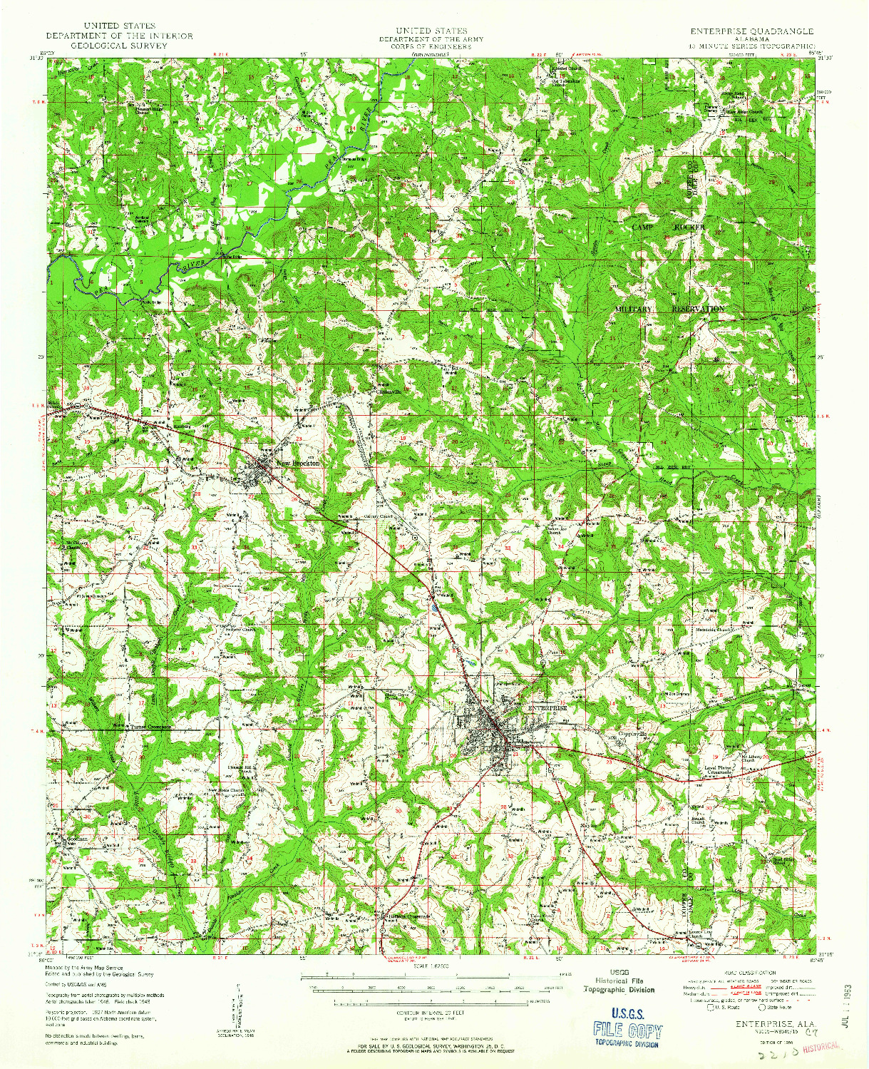 USGS 1:62500-SCALE QUADRANGLE FOR ENTERPRISE, AL 1950