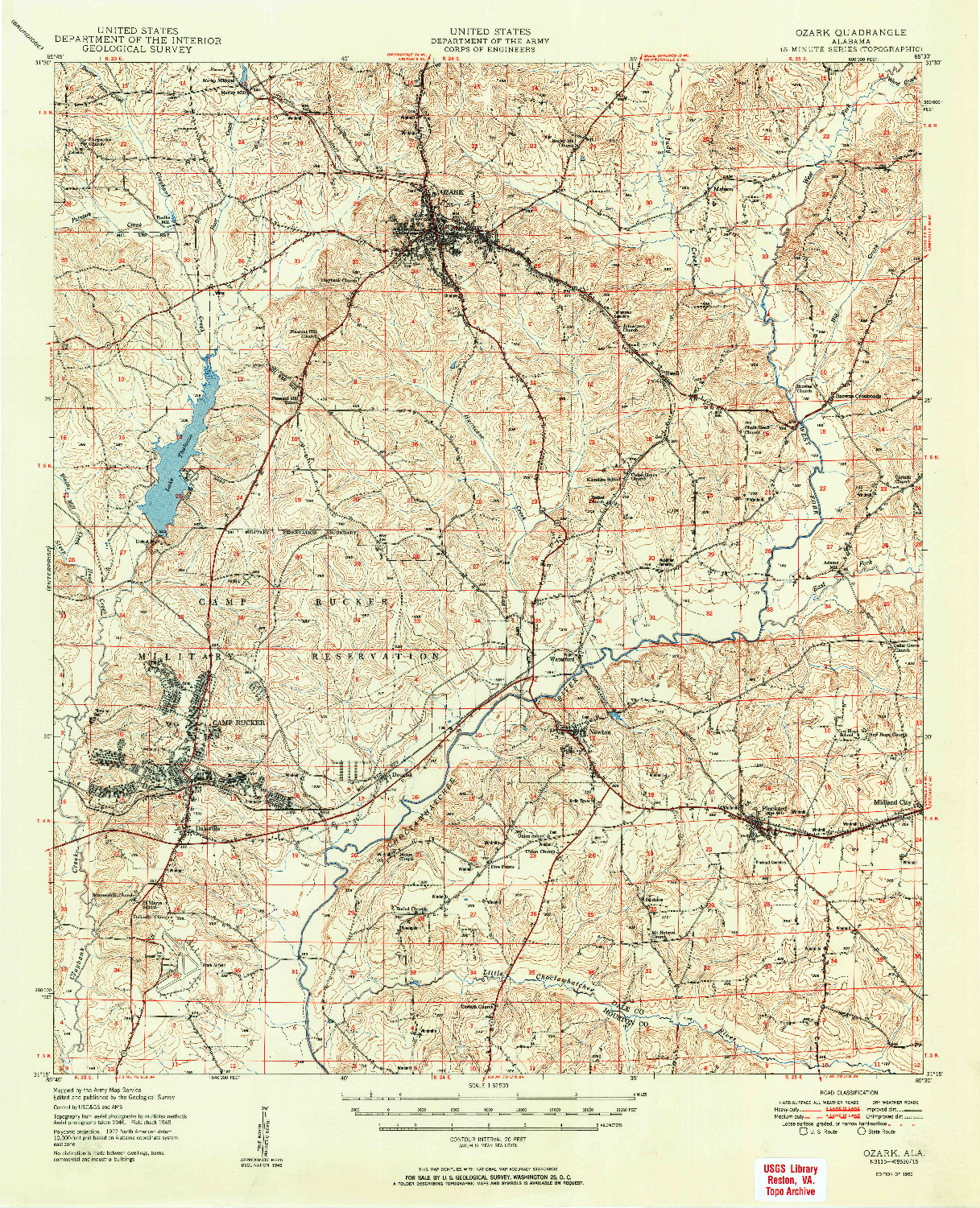 USGS 1:62500-SCALE QUADRANGLE FOR OZARK, AL 1950
