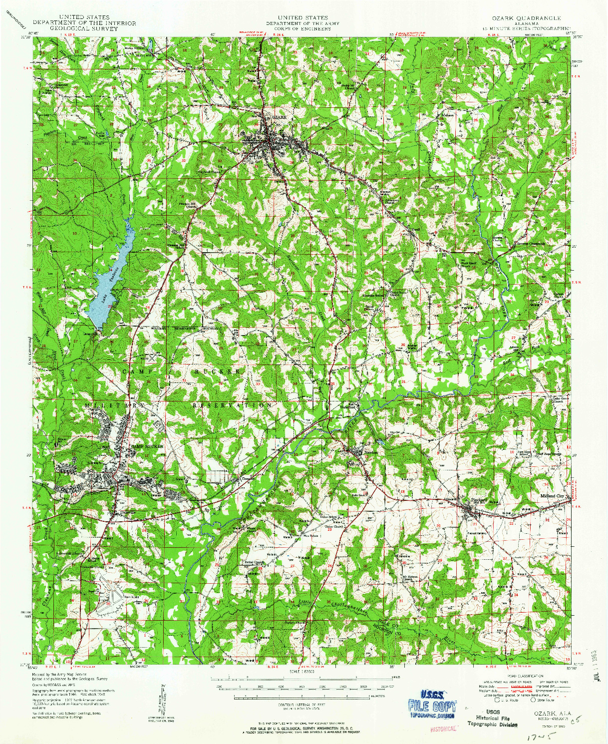 USGS 1:62500-SCALE QUADRANGLE FOR OZARK, AL 1950