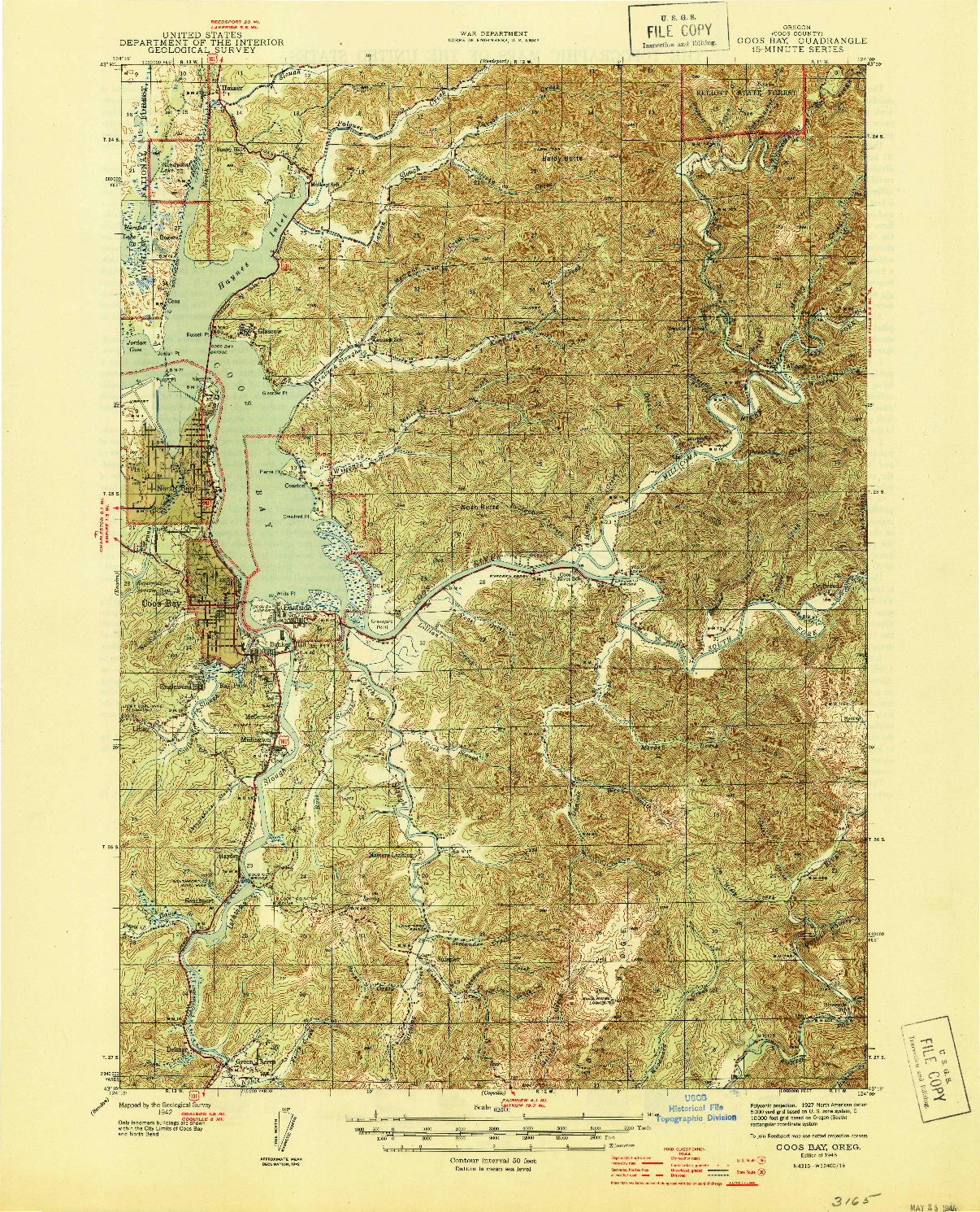 USGS 1:62500-SCALE QUADRANGLE FOR COOS BAY, OR 1945