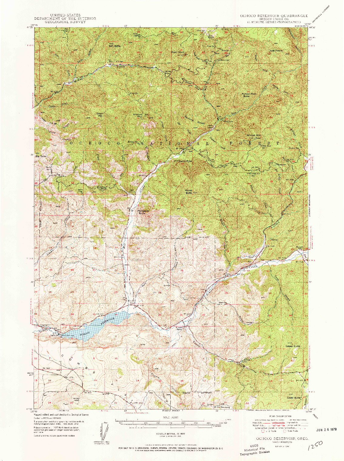 USGS 1:62500-SCALE QUADRANGLE FOR OCHOCO RESERVOIR, OR 1950