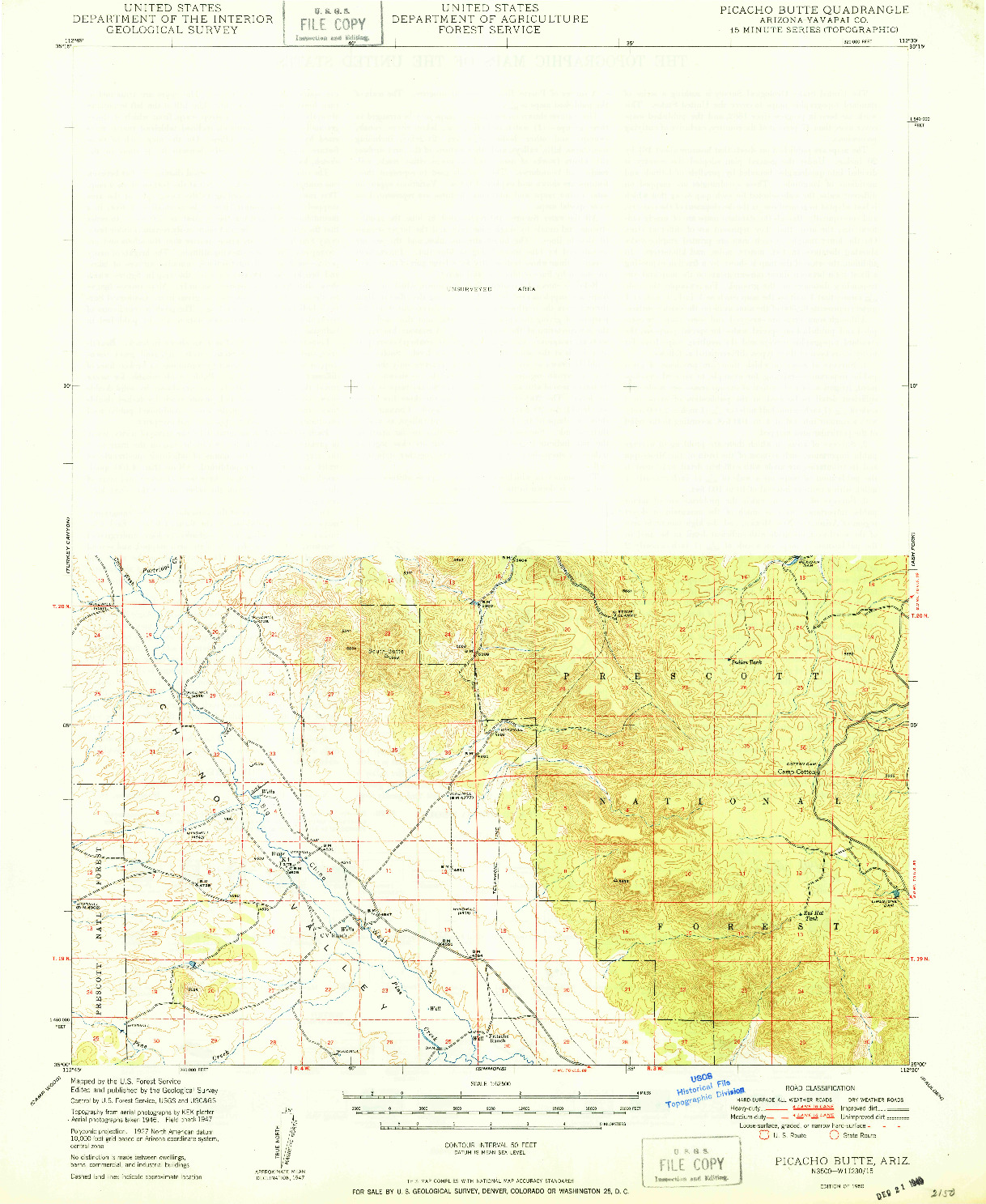 USGS 1:62500-SCALE QUADRANGLE FOR PICACHO BUTTE, AZ 1950