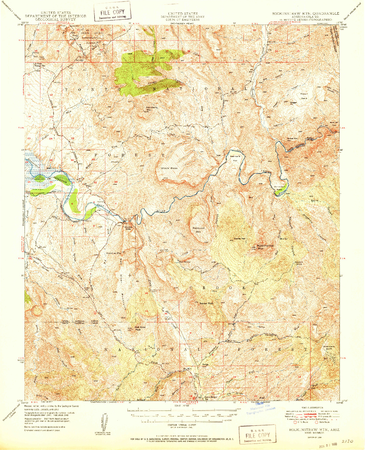 USGS 1:62500-SCALE QUADRANGLE FOR ROCKINSTRAW MTN, AZ 1950