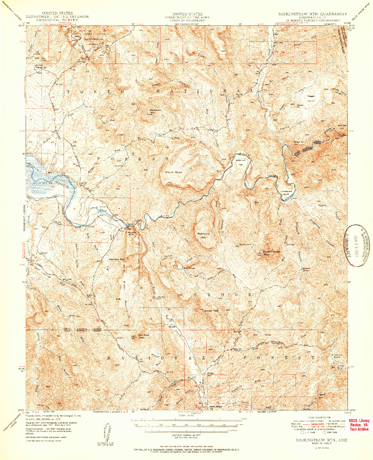 USGS 1:62500-SCALE QUADRANGLE FOR ROCKINSTRAW MTN, AZ 1950