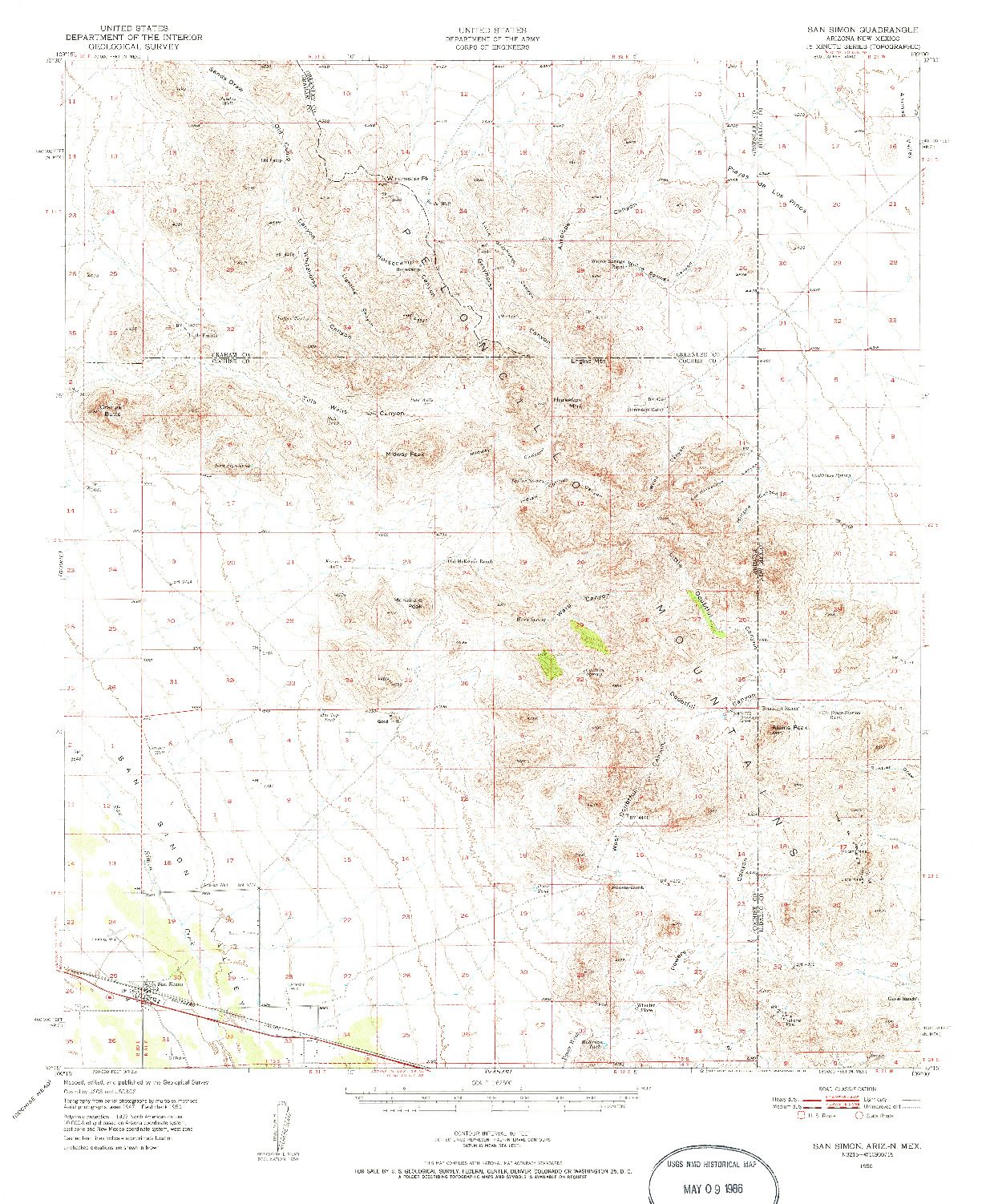 USGS 1:62500-SCALE QUADRANGLE FOR SAN SIMON, AZ 1950