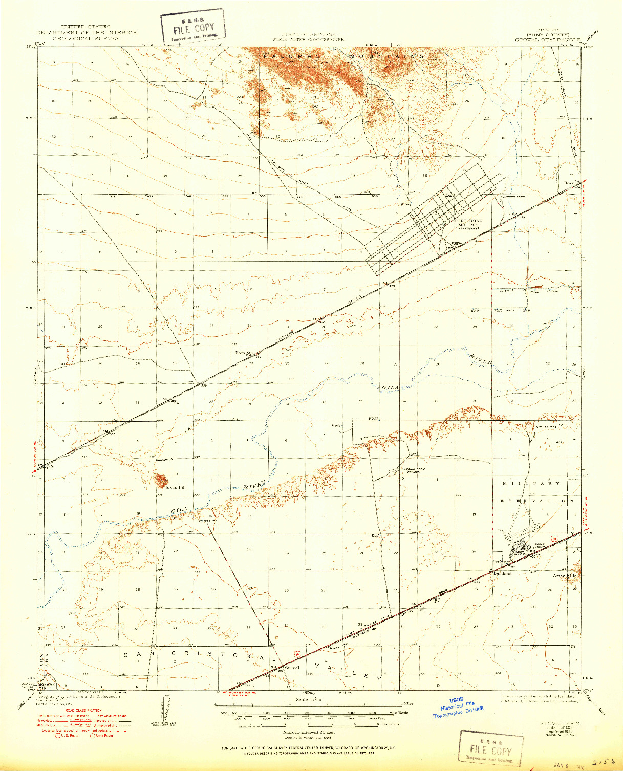 USGS 1:62500-SCALE QUADRANGLE FOR STOVAL, AZ 1930