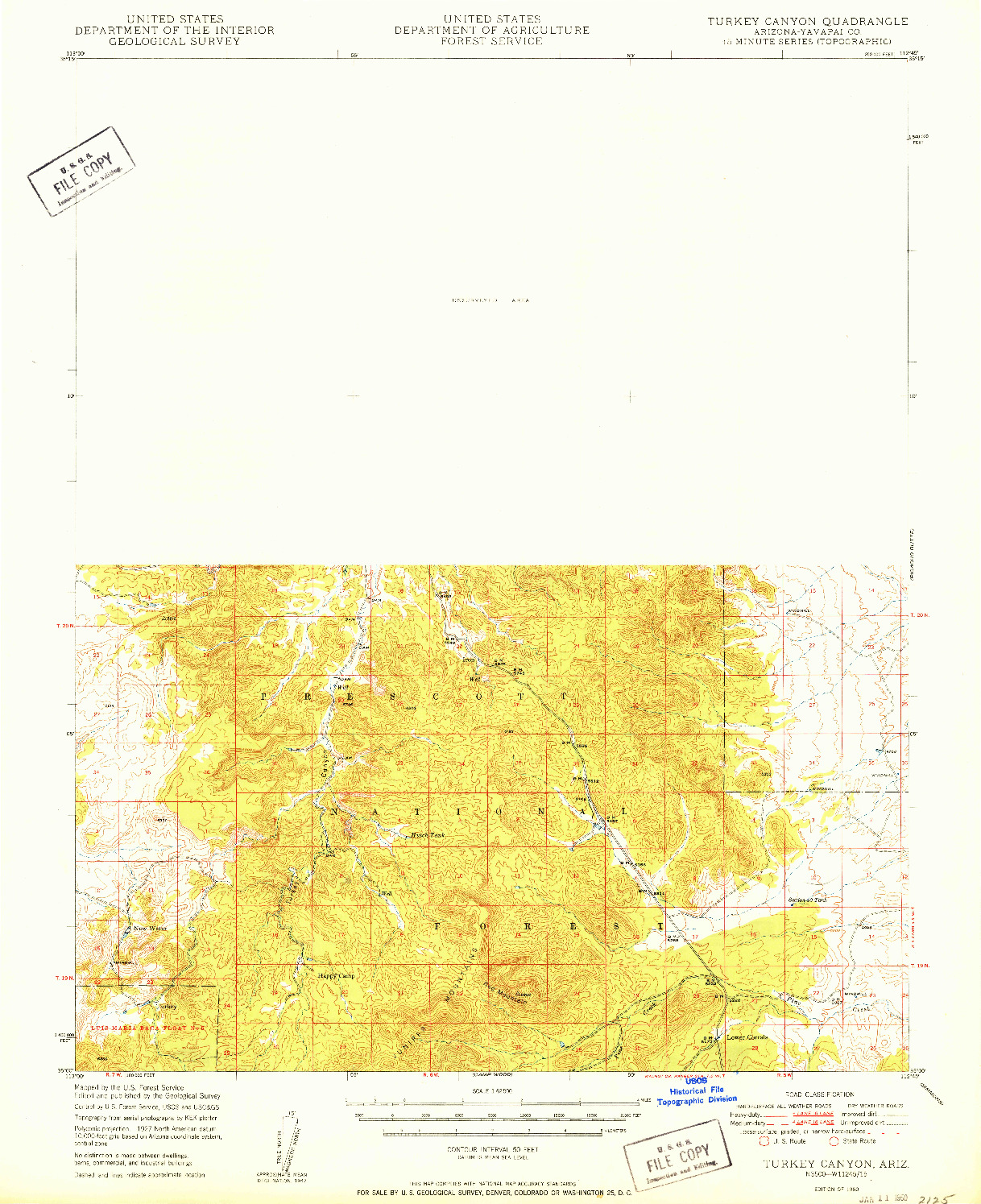 USGS 1:62500-SCALE QUADRANGLE FOR TURKEY CANYON, AZ 1950