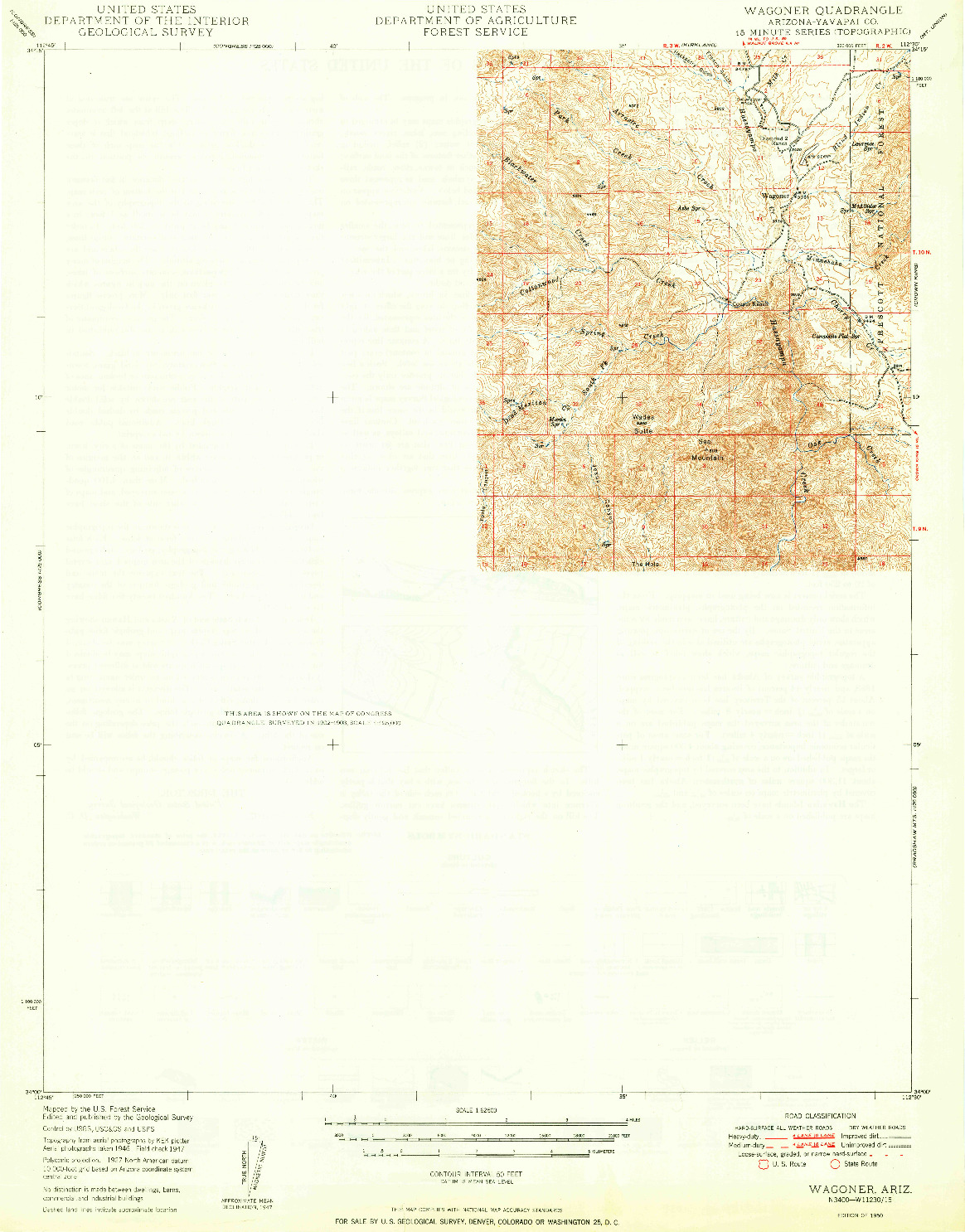 USGS 1:62500-SCALE QUADRANGLE FOR WAGONER, AZ 1950