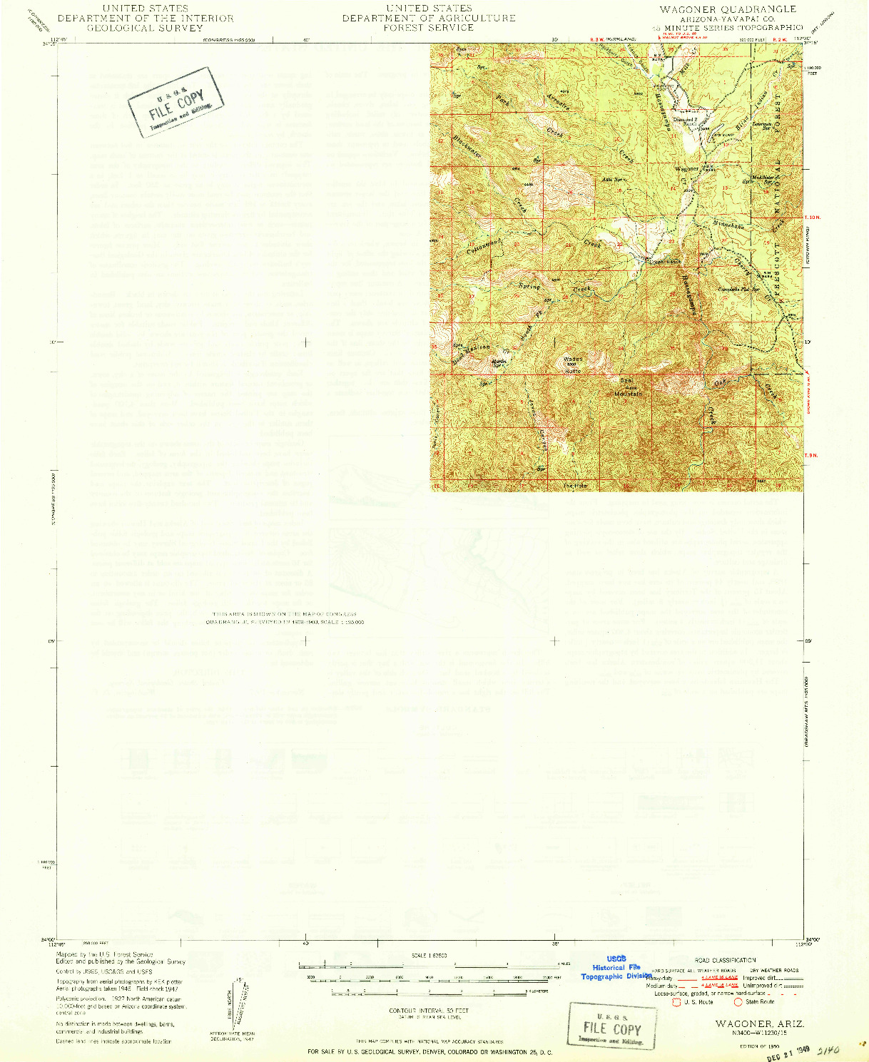USGS 1:62500-SCALE QUADRANGLE FOR WAGONER, AZ 1950