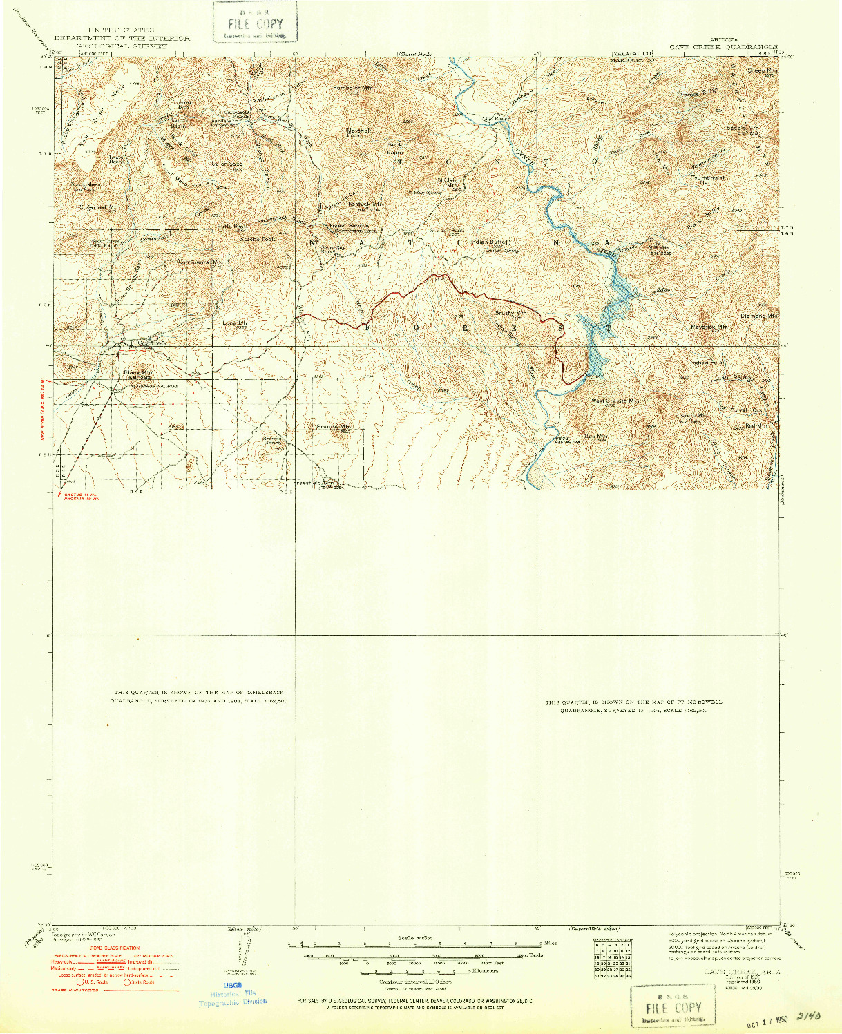USGS 1:125000-SCALE QUADRANGLE FOR CAVE CREEK, AZ 1939
