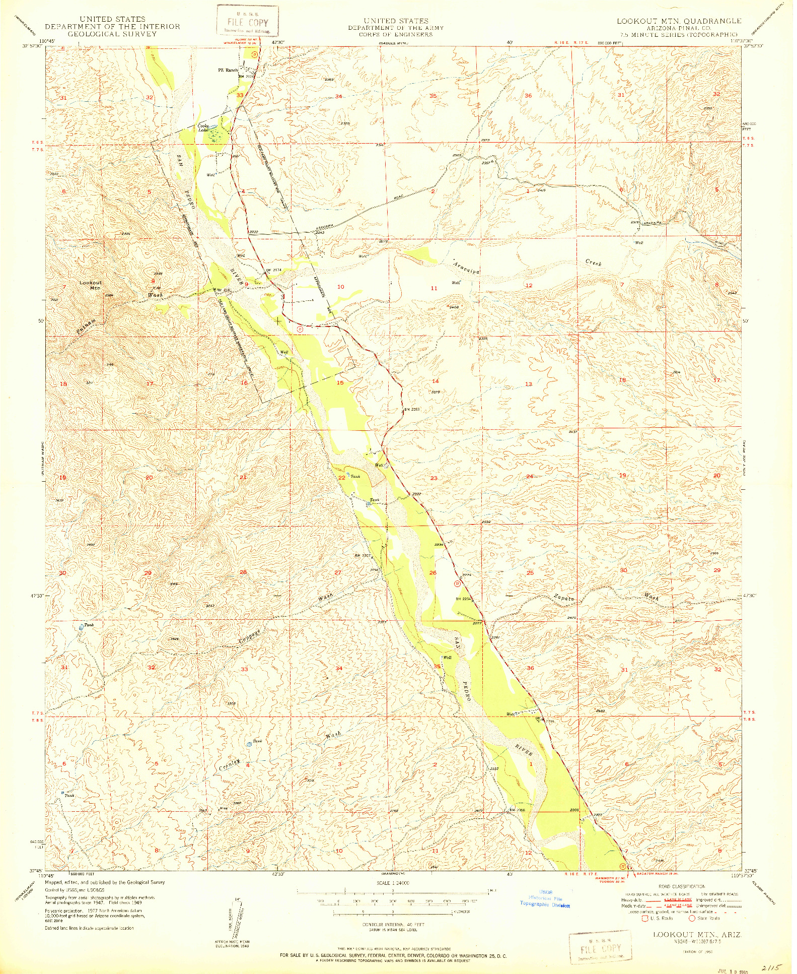 USGS 1:24000-SCALE QUADRANGLE FOR LOOKOUT MTN, AZ 1950