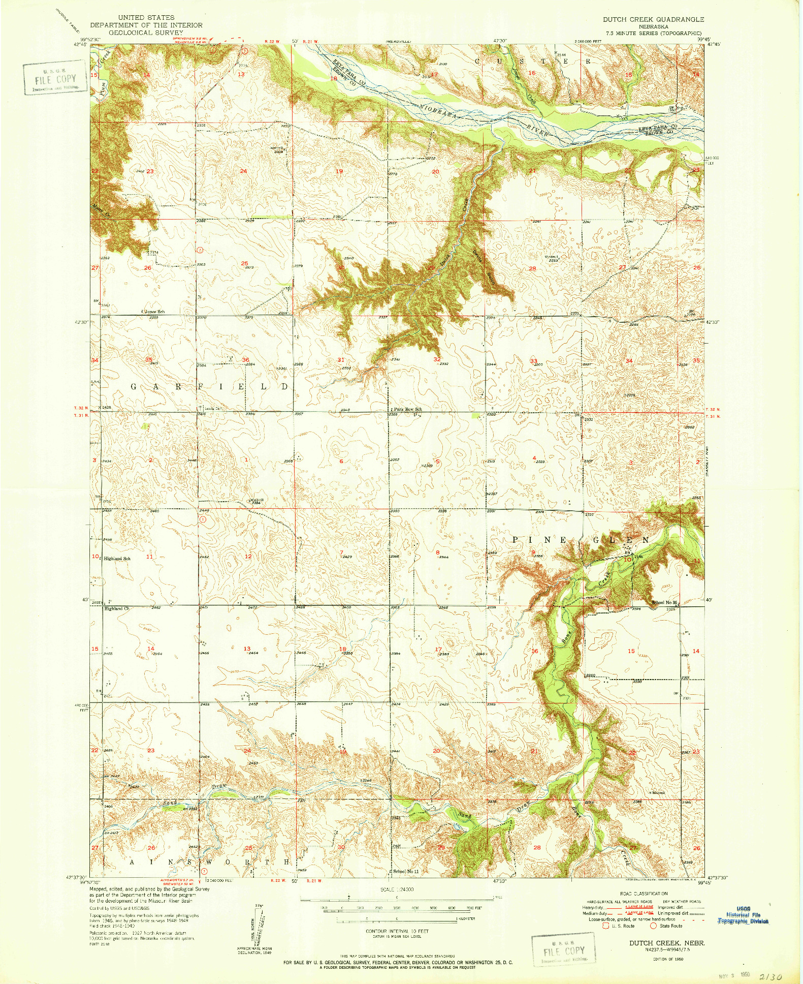 USGS 1:24000-SCALE QUADRANGLE FOR DUTCH CREEK, NE 1950