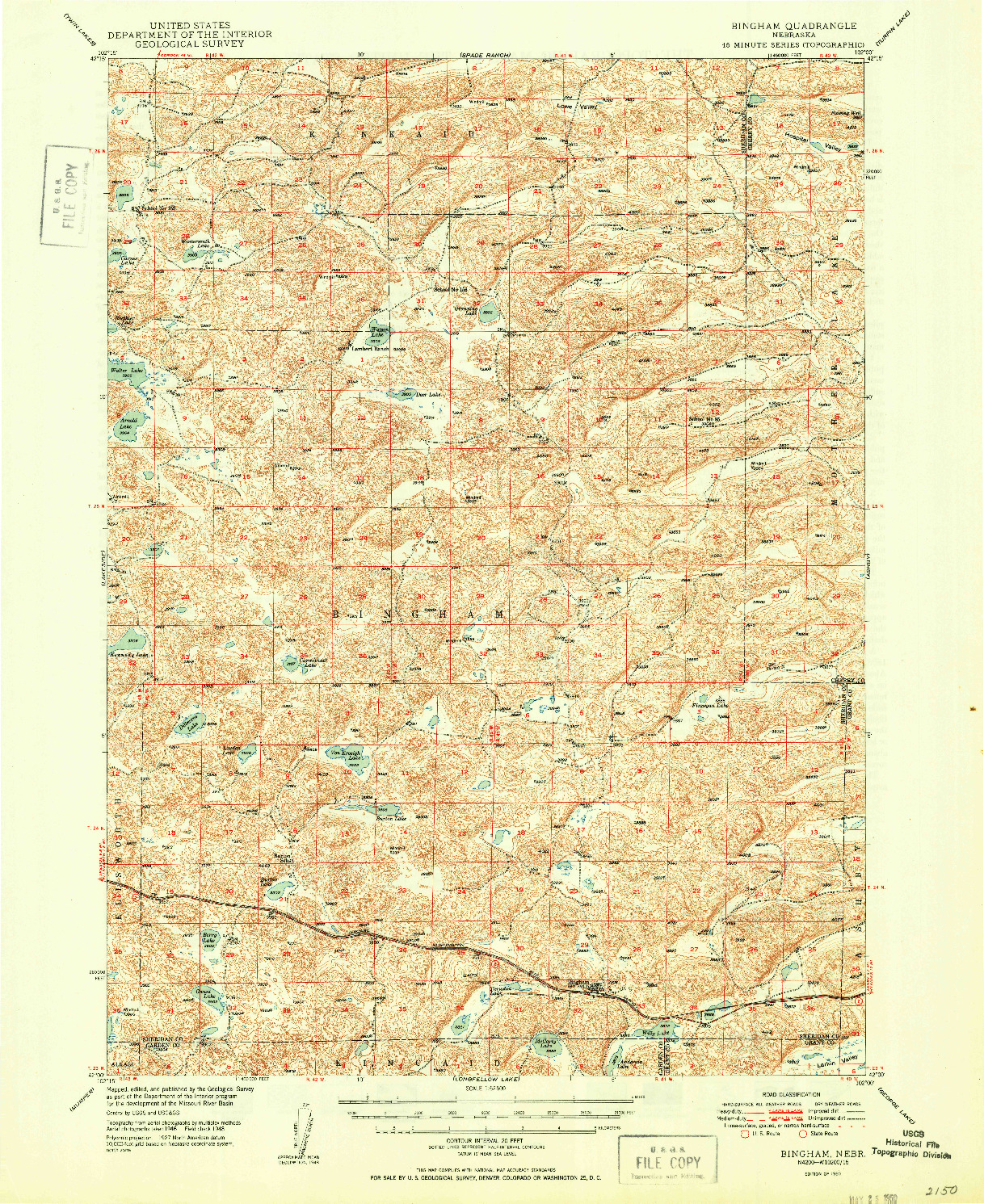 USGS 1:62500-SCALE QUADRANGLE FOR BINGHAM, NE 1950
