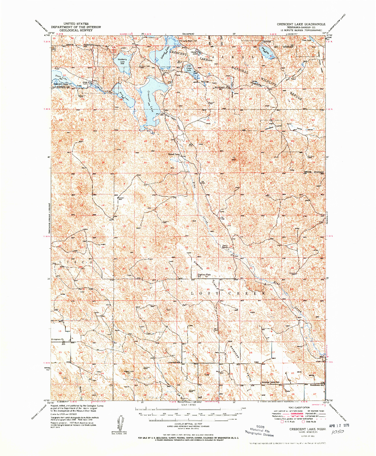 USGS 1:62500-SCALE QUADRANGLE FOR CRESCENT LAKE, NE 1950