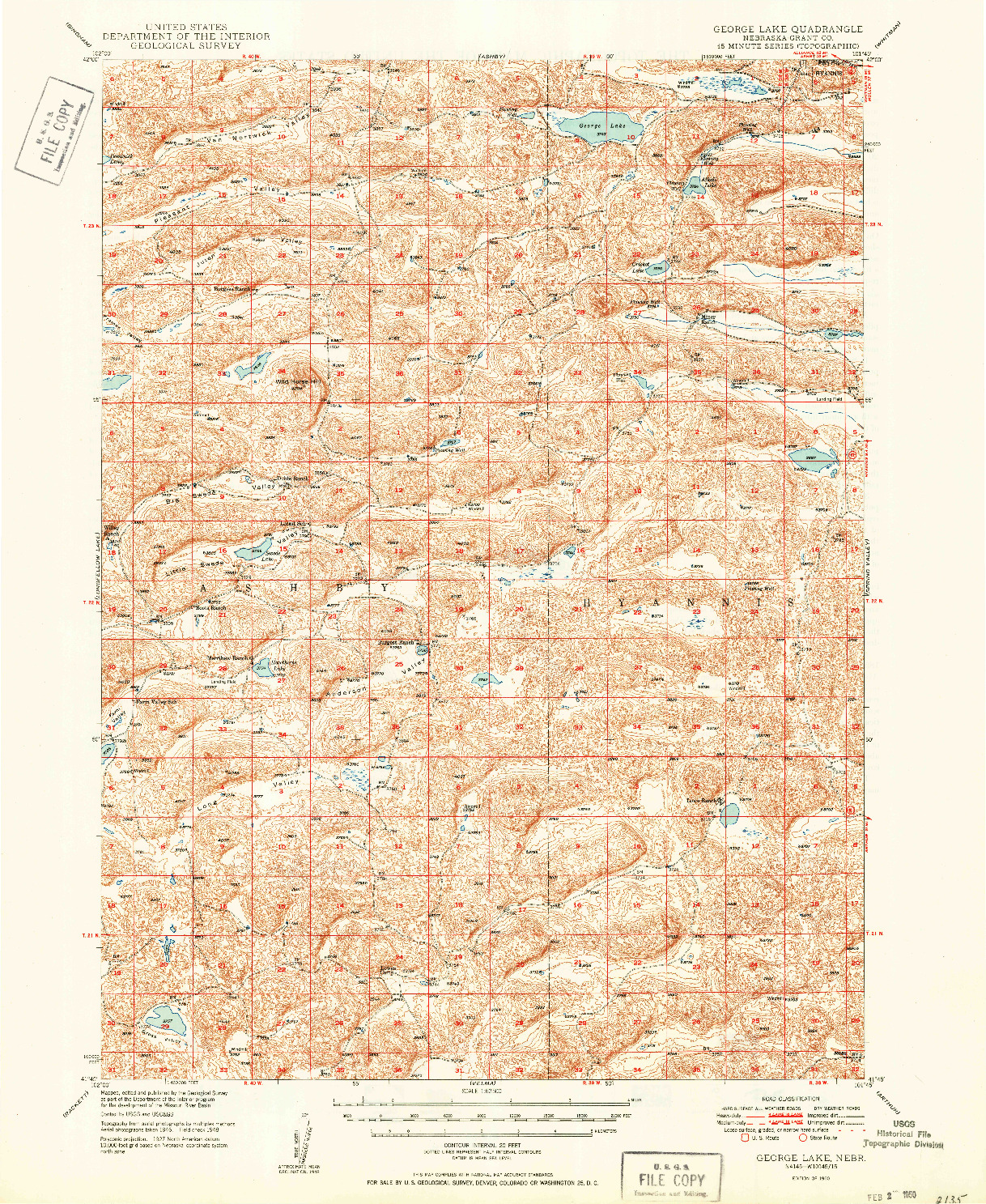 USGS 1:62500-SCALE QUADRANGLE FOR GEORGE LAKE, NE 1950