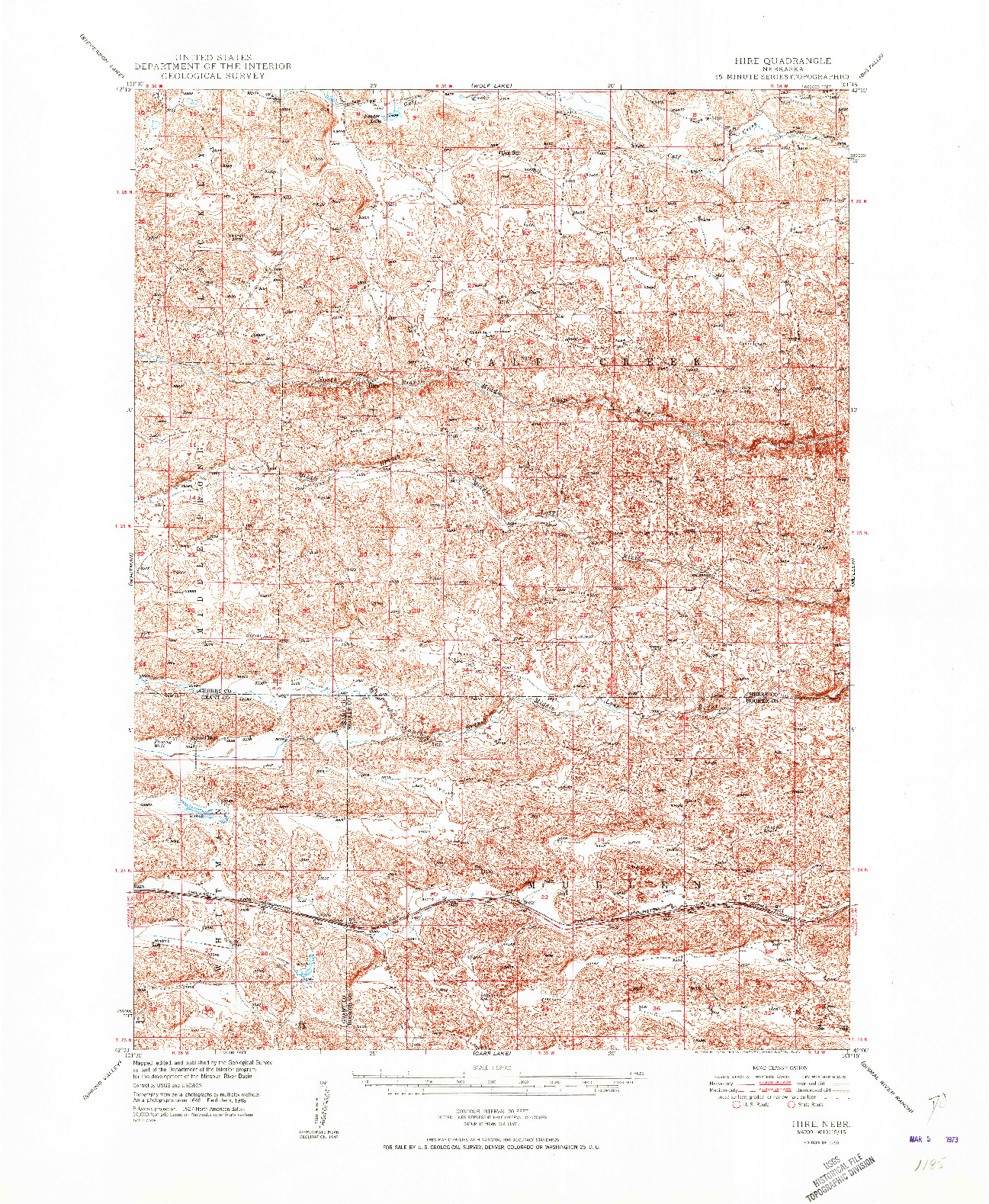 USGS 1:62500-SCALE QUADRANGLE FOR HIRE, NE 1950