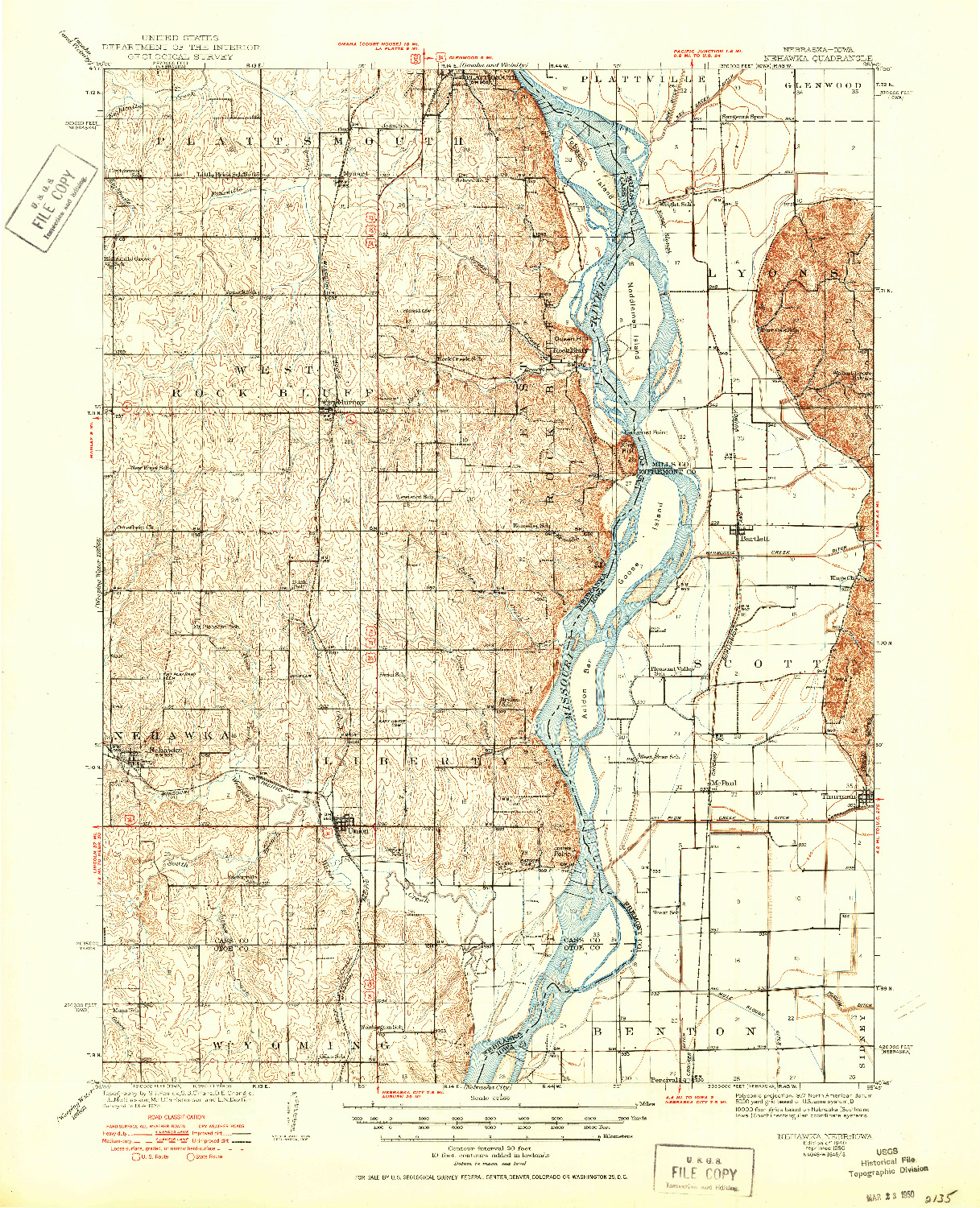 USGS 1:62500-SCALE QUADRANGLE FOR NEHAWKA, NE 1940
