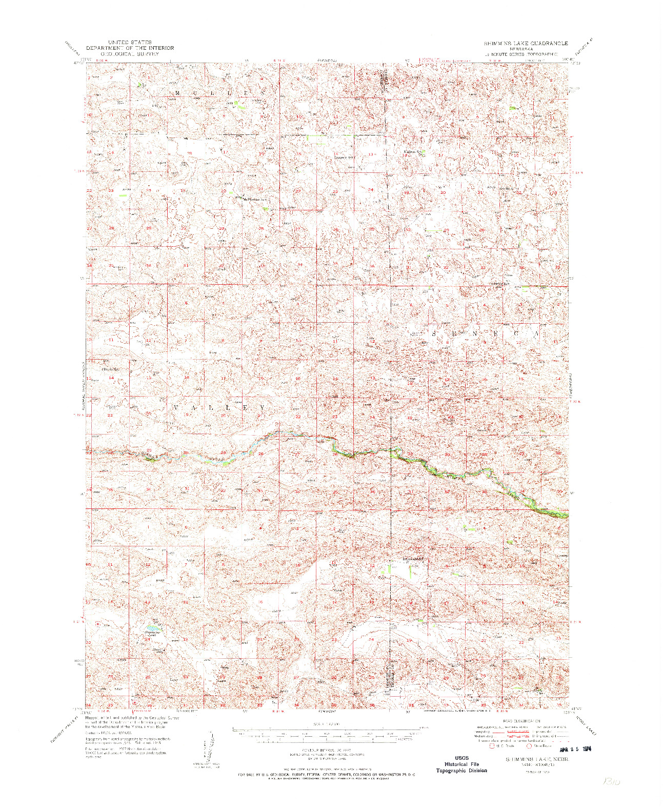 USGS 1:62500-SCALE QUADRANGLE FOR SHIMMINS LAKE, NE 1950