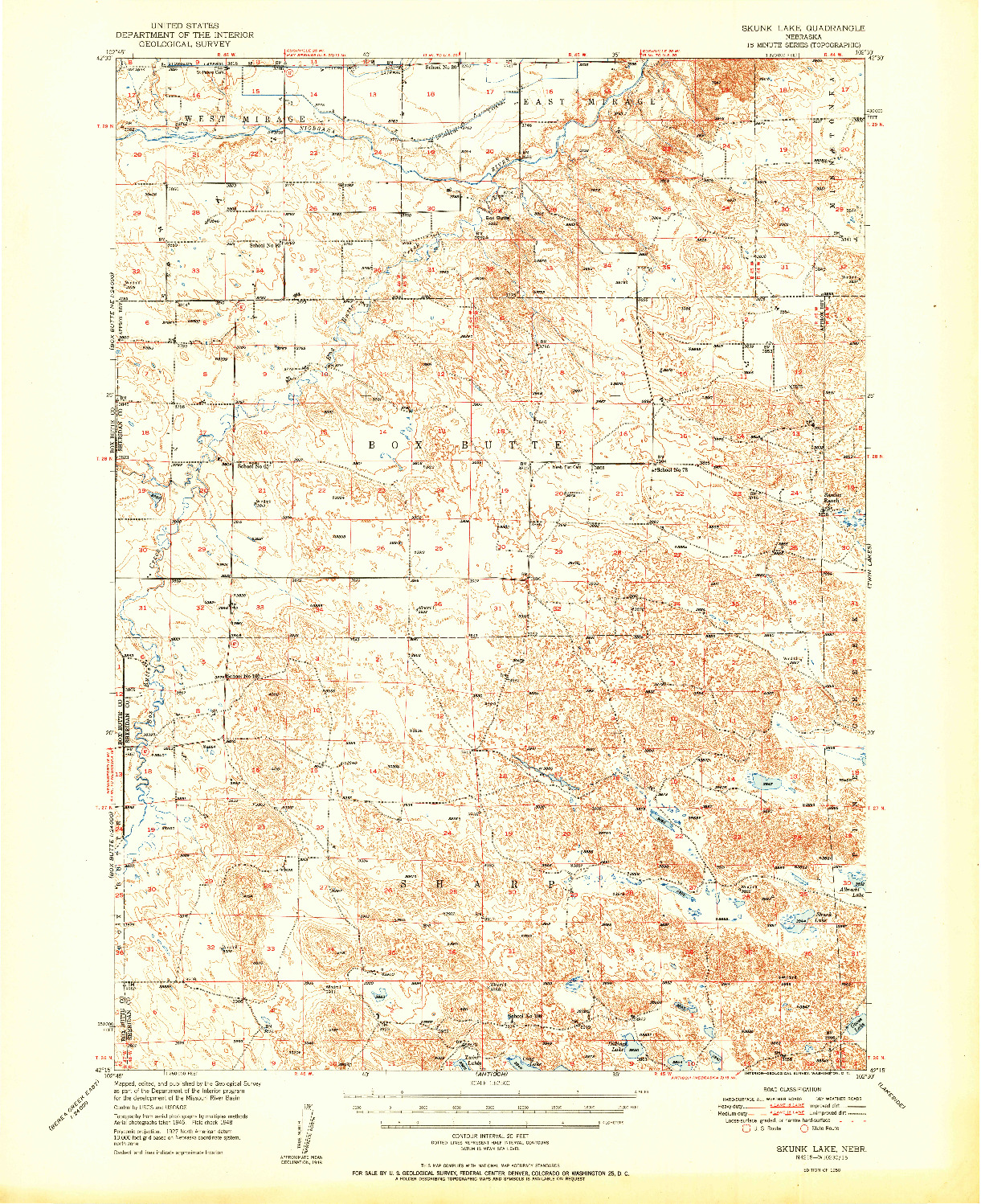USGS 1:62500-SCALE QUADRANGLE FOR SKUNK LAKE, NE 1950