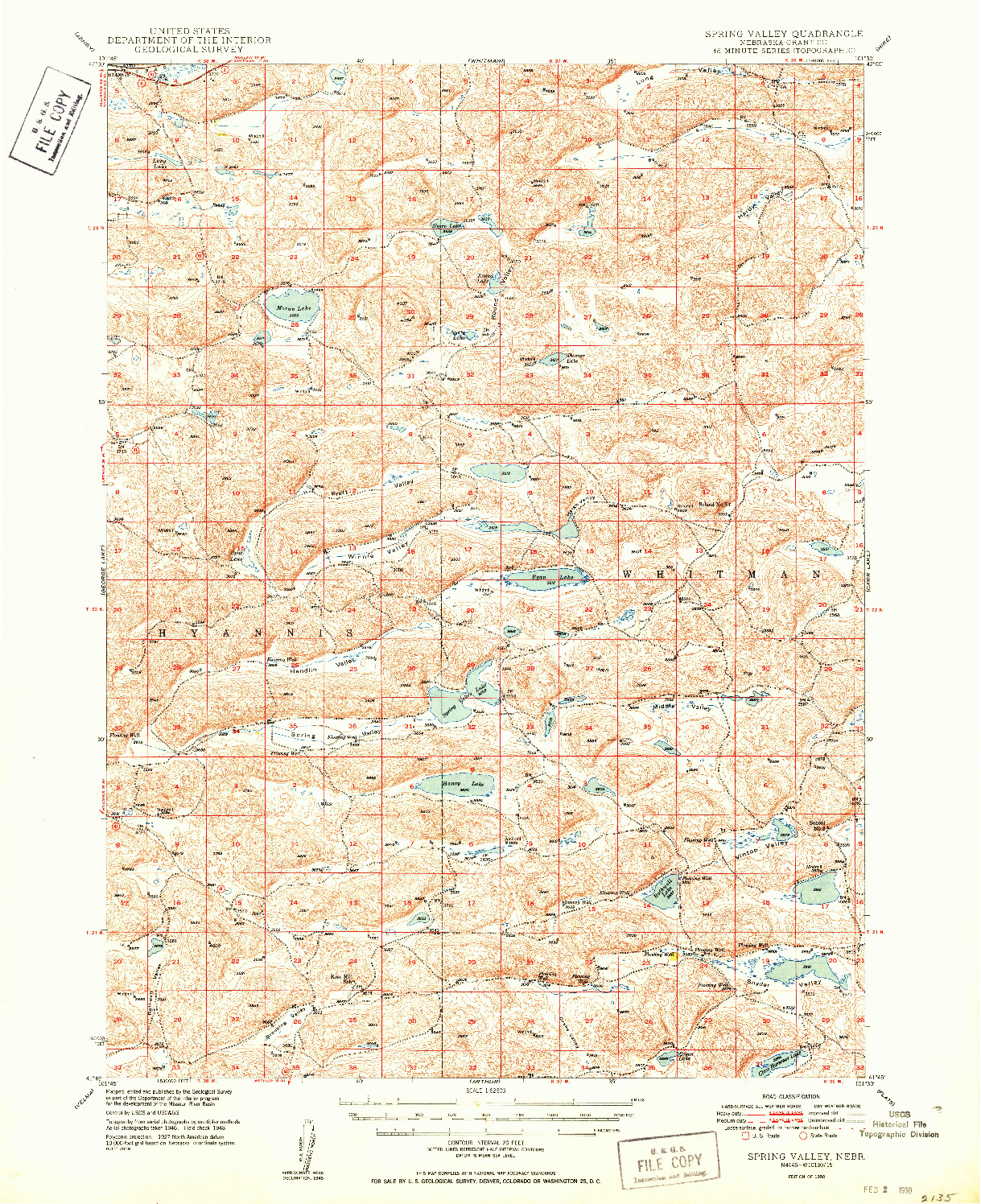 USGS 1:62500-SCALE QUADRANGLE FOR SPRING VALLEY, NE 1950