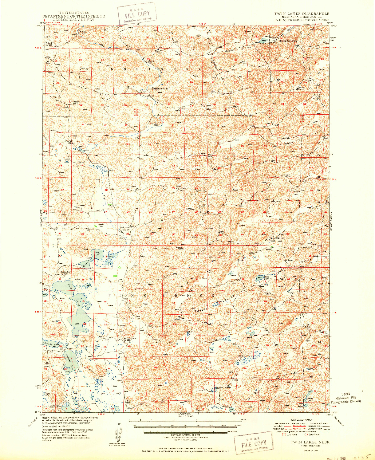 USGS 1:62500-SCALE QUADRANGLE FOR TWIN LAKES, NE 1950
