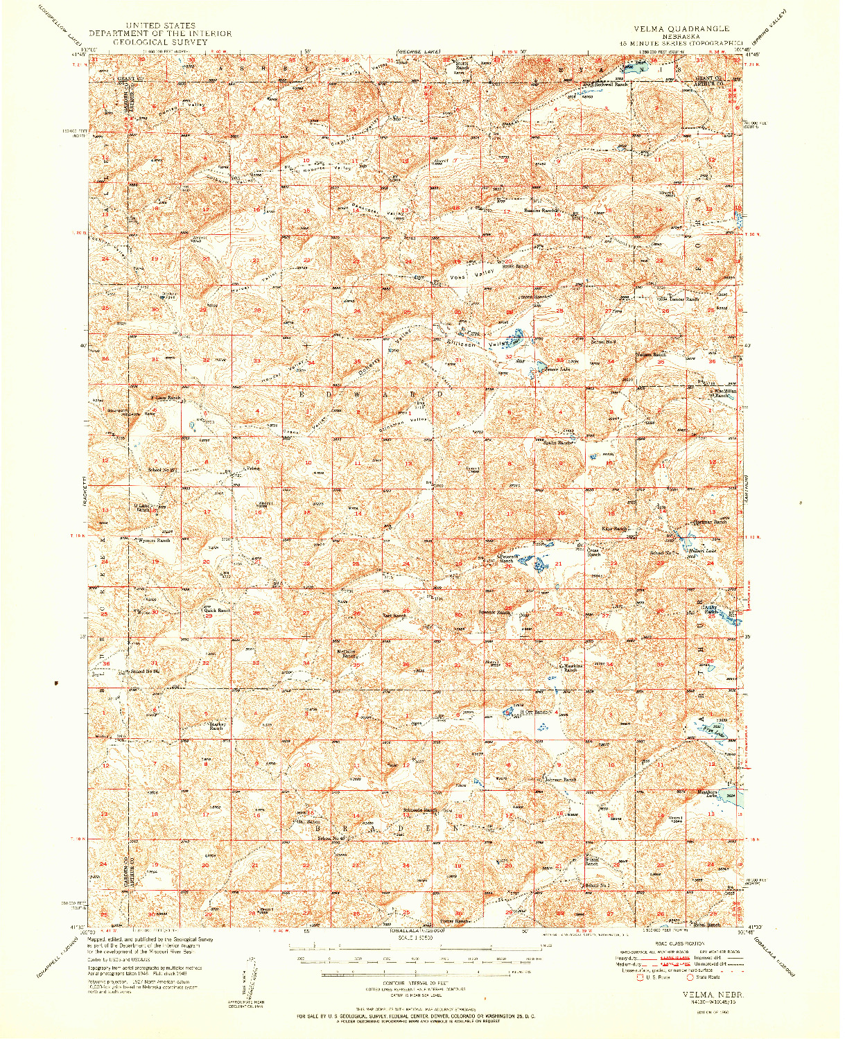 USGS 1:62500-SCALE QUADRANGLE FOR VELMA, NE 1950