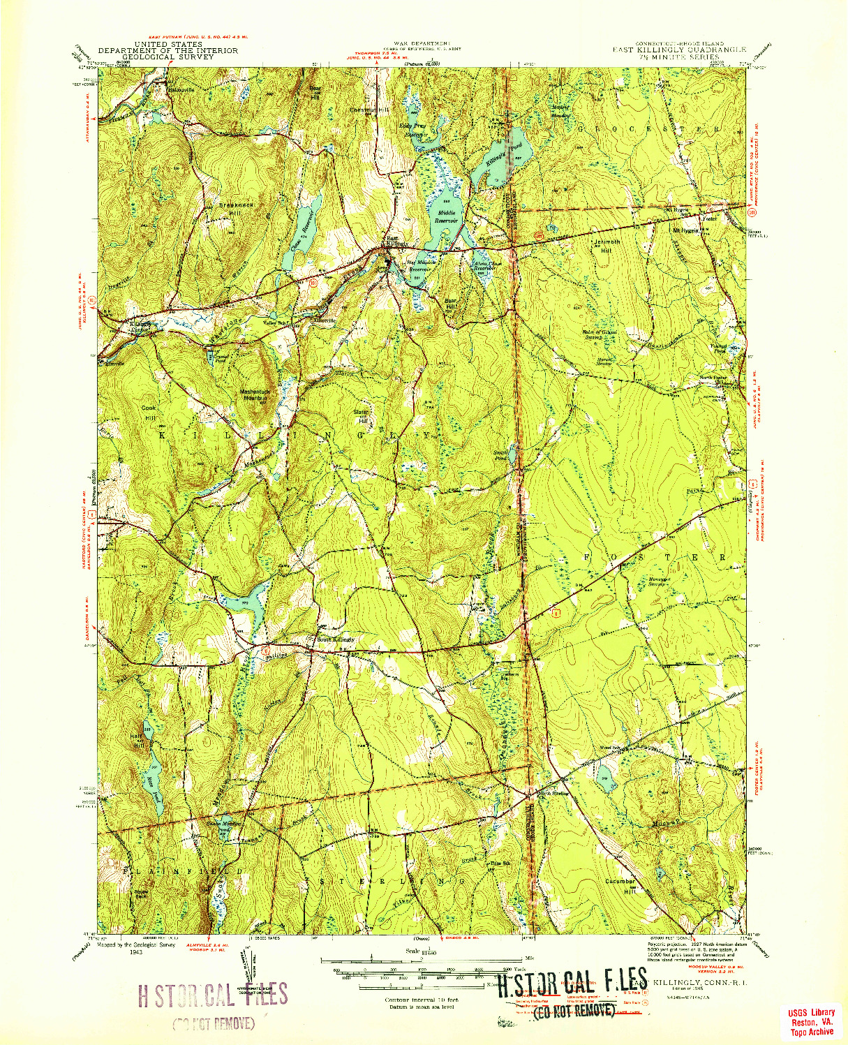 USGS 1:31680-SCALE QUADRANGLE FOR EAST KILLINGLY, CT 1950