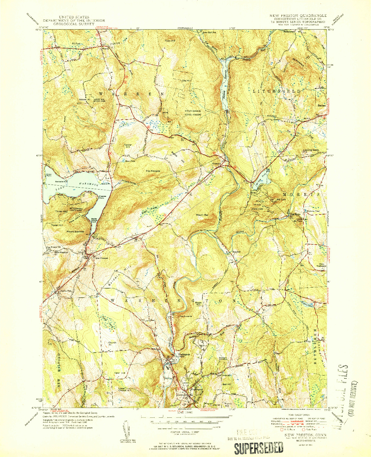 USGS 1:31680-SCALE QUADRANGLE FOR NEW PRESTON, CT 1950