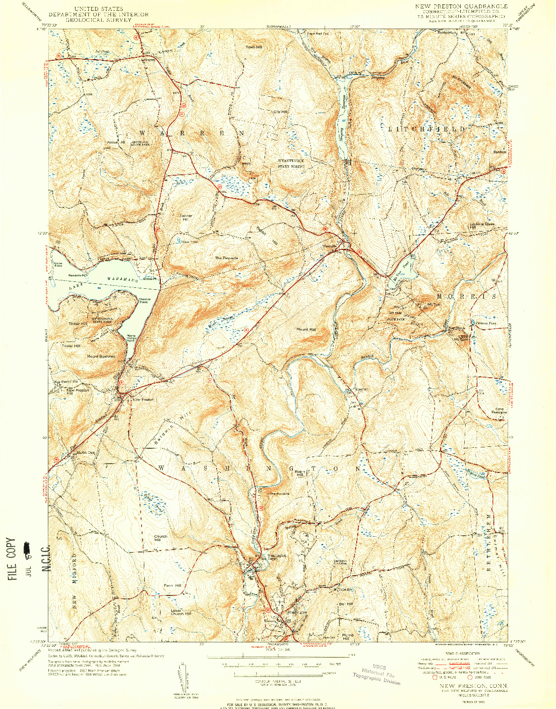 USGS 1:31680-SCALE QUADRANGLE FOR NEW PRESTON, CT 1950
