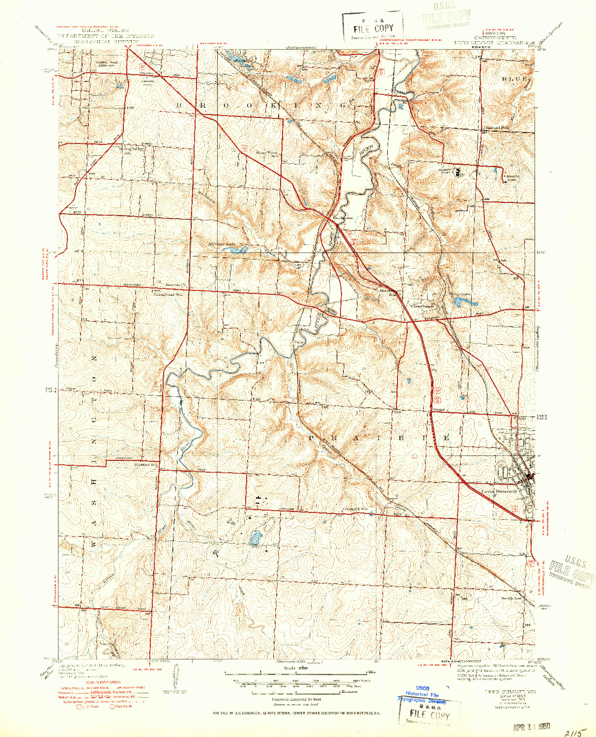 USGS 1:31680-SCALE QUADRANGLE FOR LEES SUMMIT, MO 1939