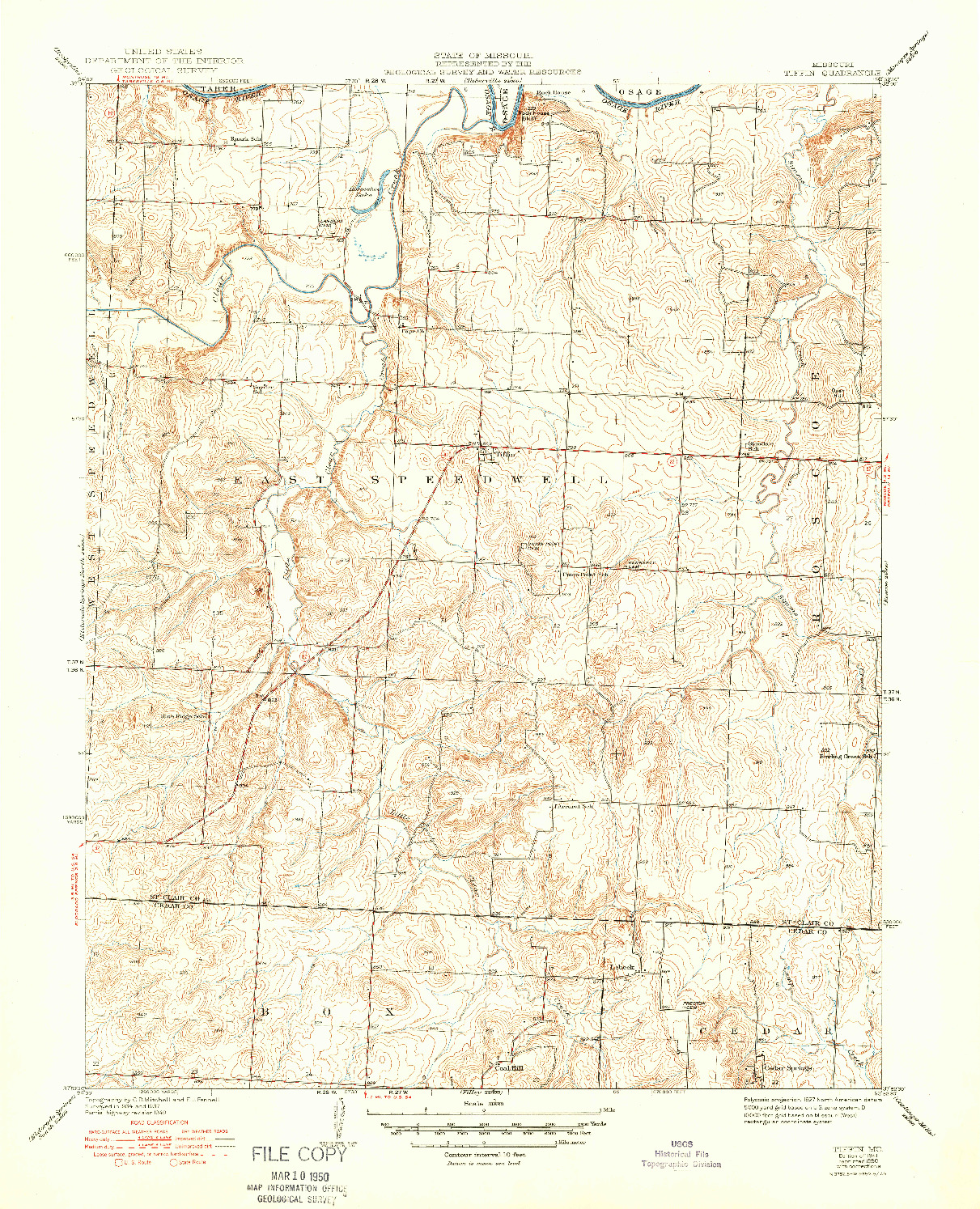 USGS 1:31680-SCALE QUADRANGLE FOR TIFFIN, MO 1941