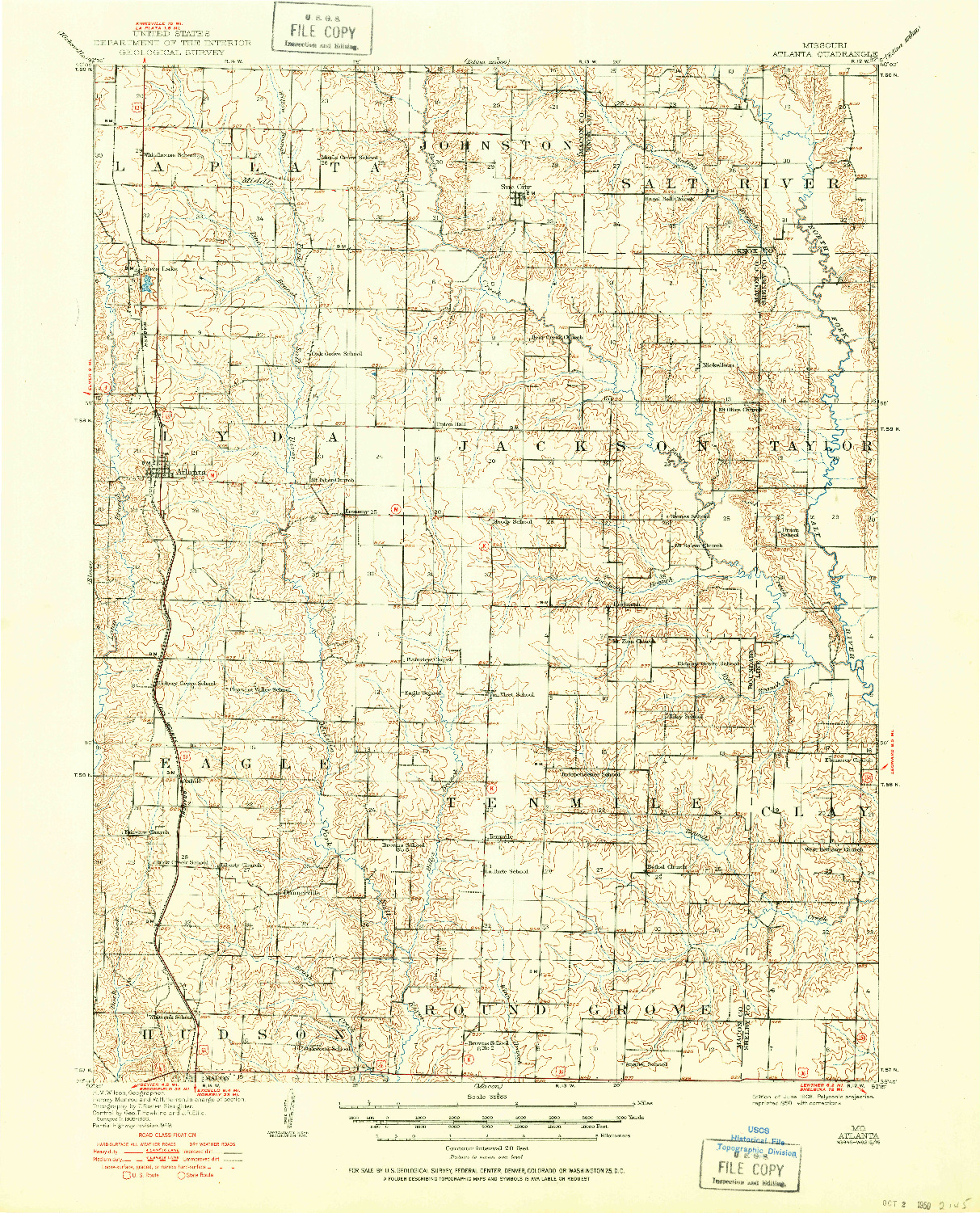 USGS 1:62500-SCALE QUADRANGLE FOR ATLANTA, MO 1908