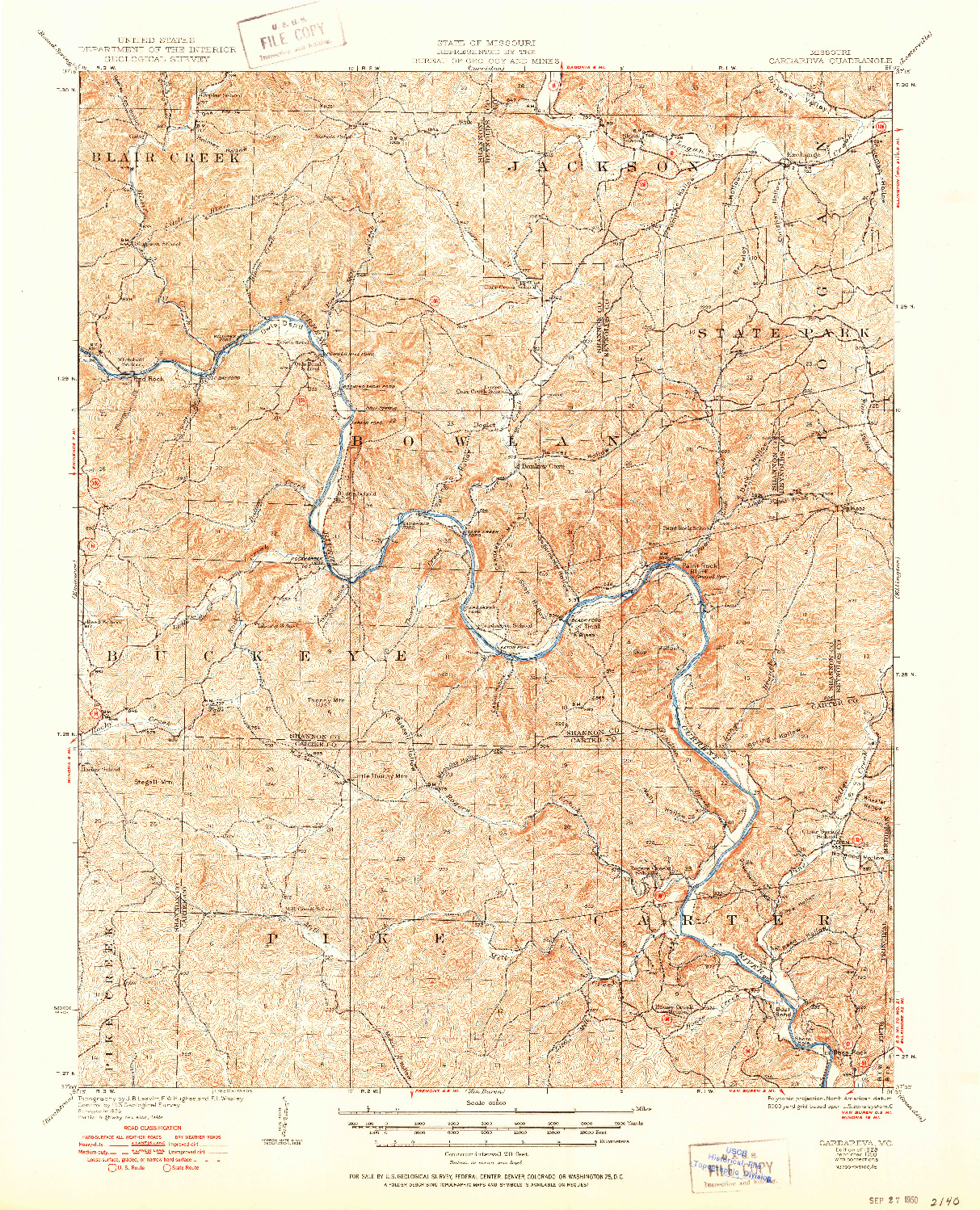 USGS 1:62500-SCALE QUADRANGLE FOR CARDAREVA, MO 1928