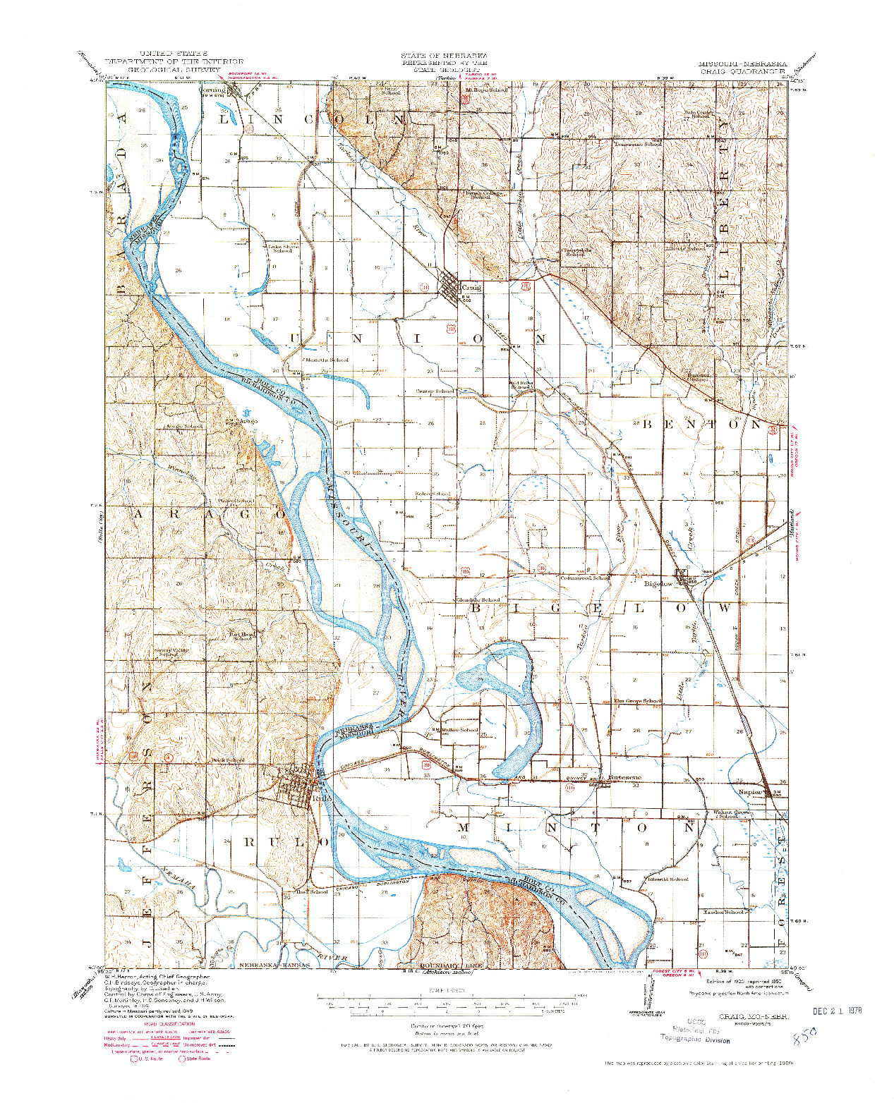 USGS 1:62500-SCALE QUADRANGLE FOR CRAIG, MO 1920