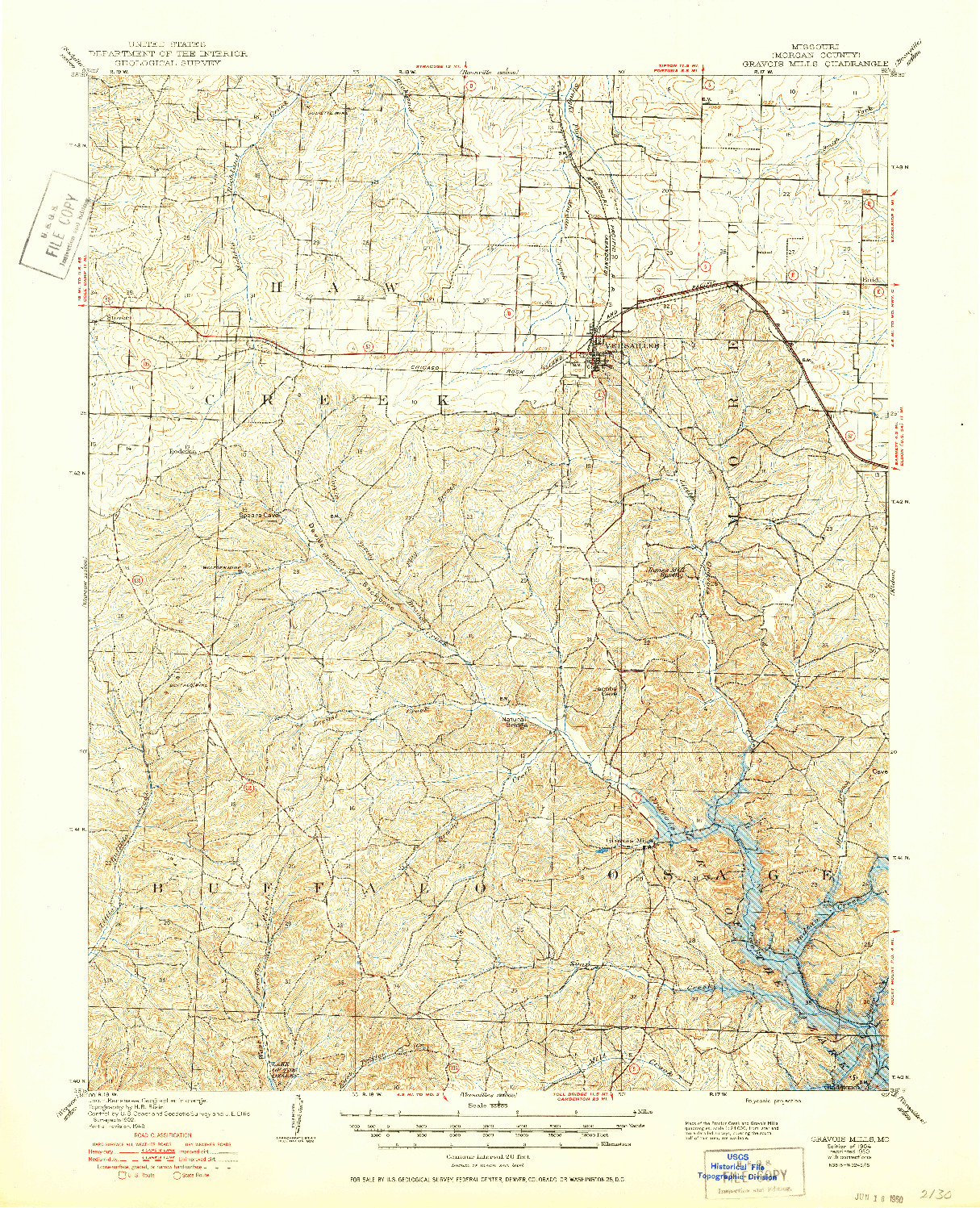 USGS 1:62500-SCALE QUADRANGLE FOR GRAVOIS MILLS, MO 1904