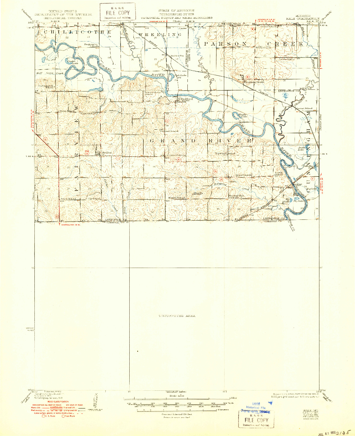USGS 1:62500-SCALE QUADRANGLE FOR HALE, MO 1924