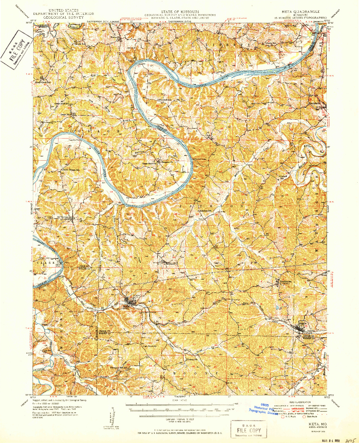 USGS 1:62500-SCALE QUADRANGLE FOR META, MO 1950
