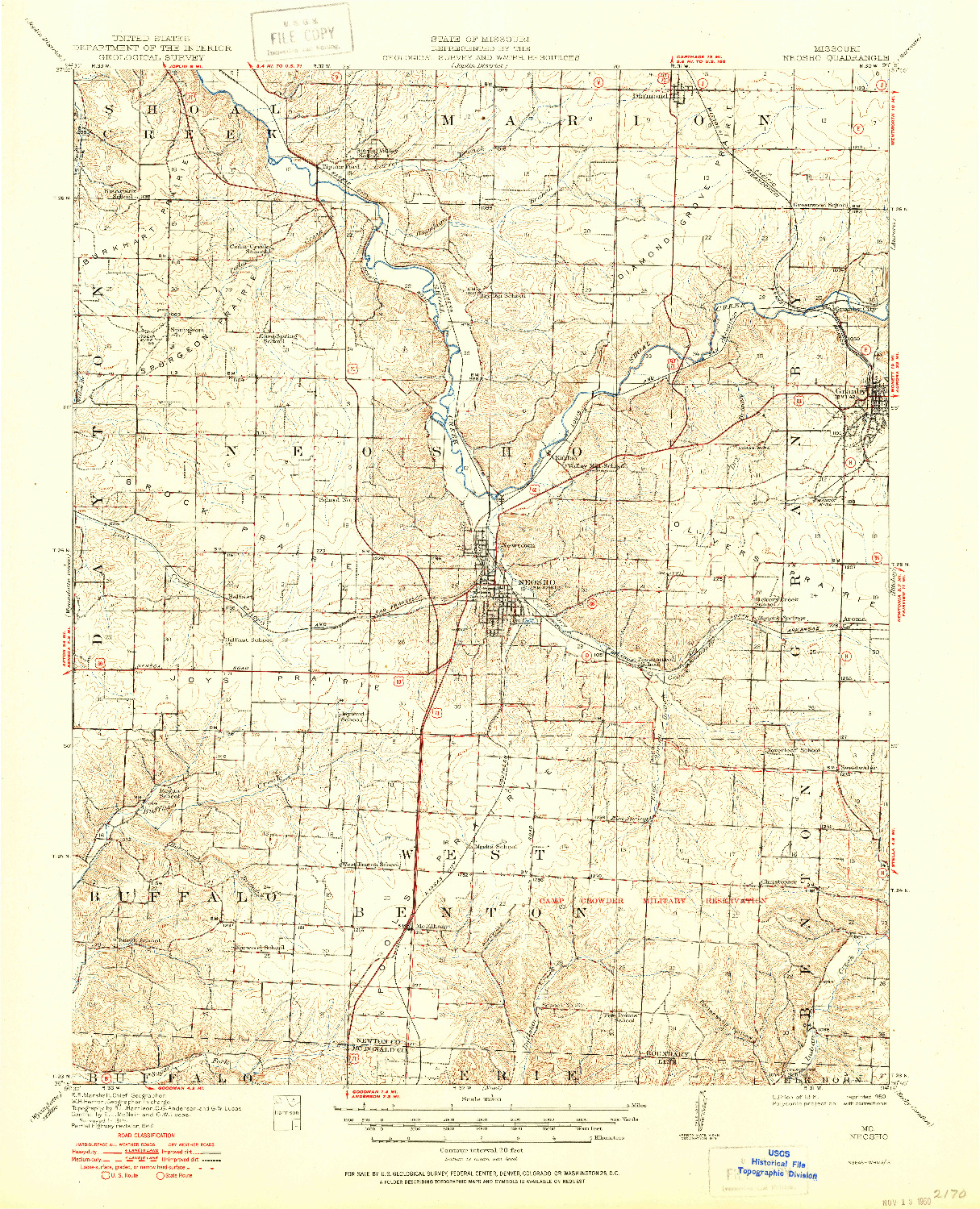 USGS 1:62500-SCALE QUADRANGLE FOR NEOSHO, MO 1916