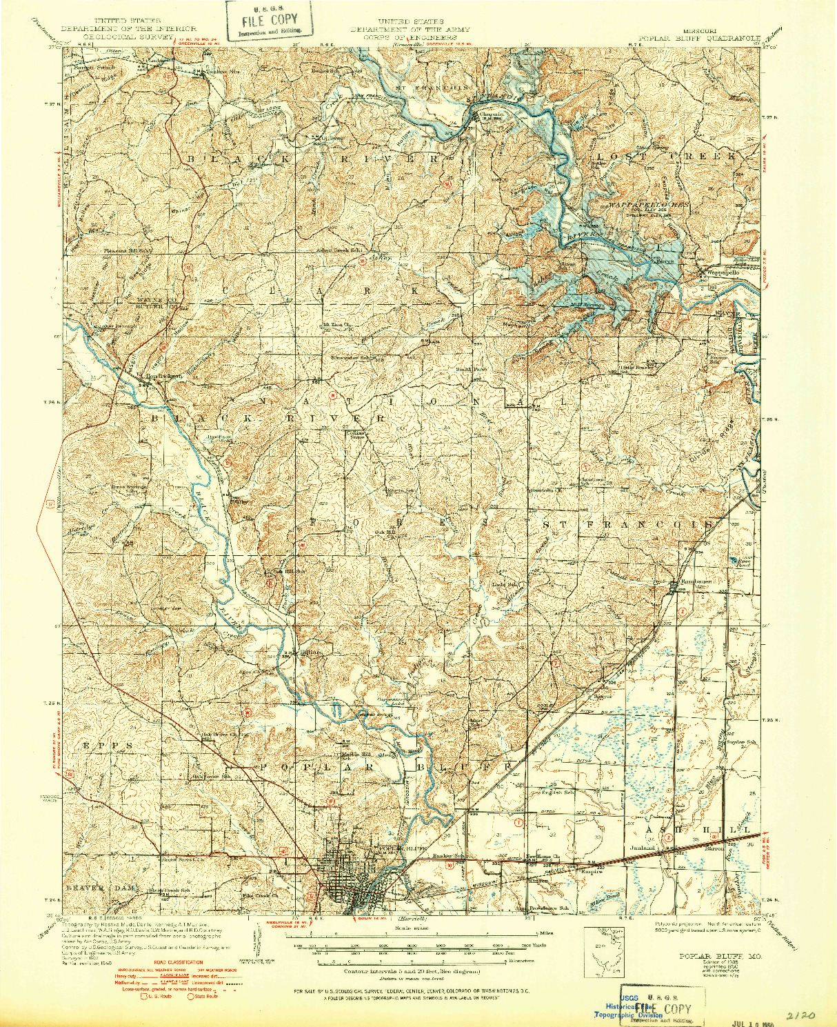 USGS 1:62500-SCALE QUADRANGLE FOR POPLAR BLUFF, MO 1935