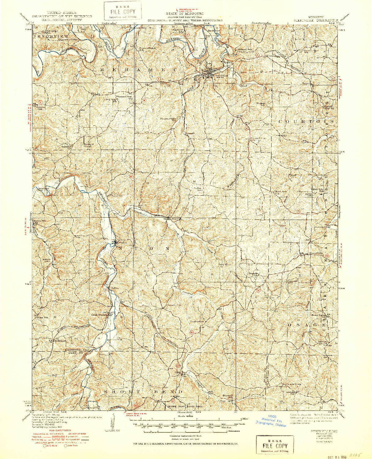 USGS 1:62500-SCALE QUADRANGLE FOR STEELVILLE, MO 1937