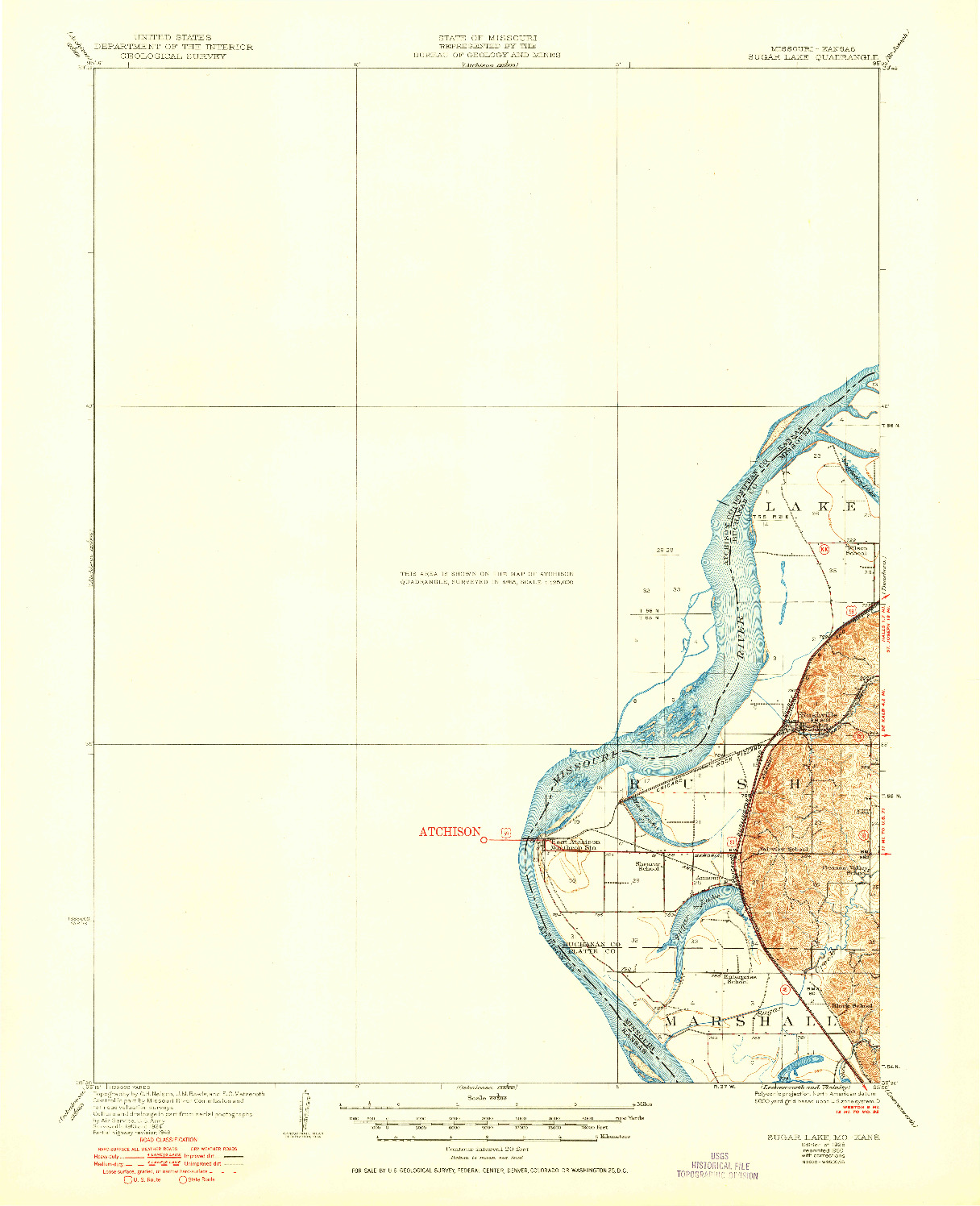 USGS 1:62500-SCALE QUADRANGLE FOR SUGAR LAKE, MO 1926