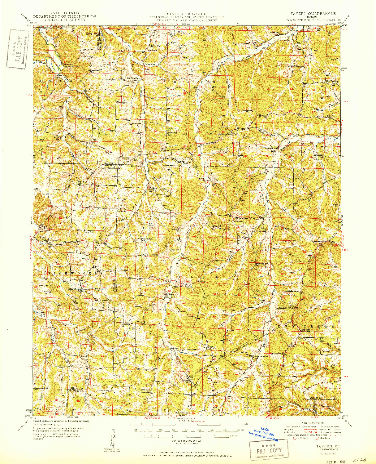 USGS 1:62500-SCALE QUADRANGLE FOR TAVERN, MO 1950