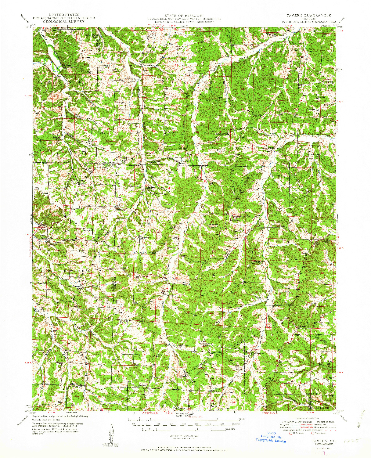 USGS 1:62500-SCALE QUADRANGLE FOR TAVERN, MO 1950