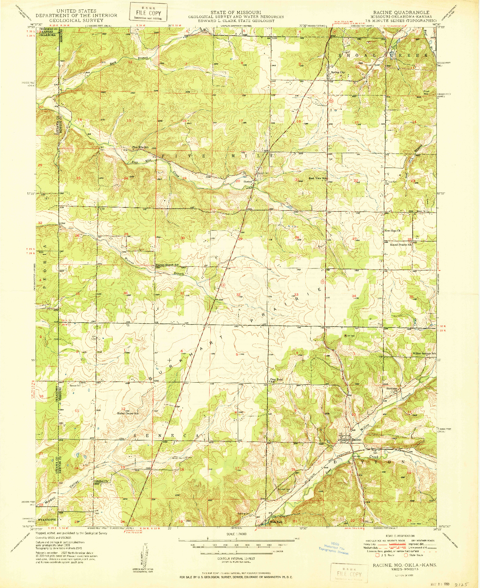 USGS 1:24000-SCALE QUADRANGLE FOR RACINE, MO 1950