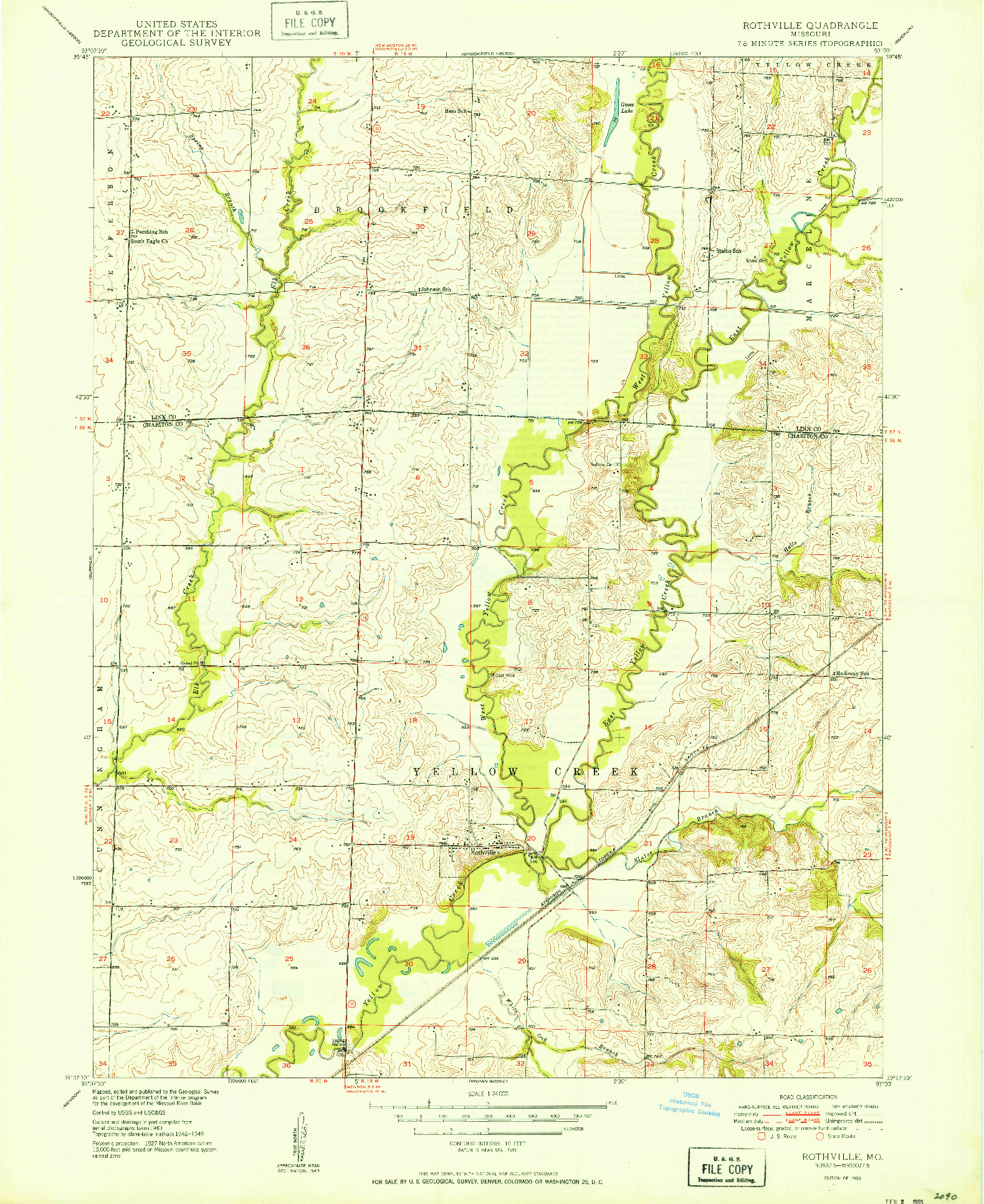 USGS 1:24000-SCALE QUADRANGLE FOR ROTHVILLE, MO 1950