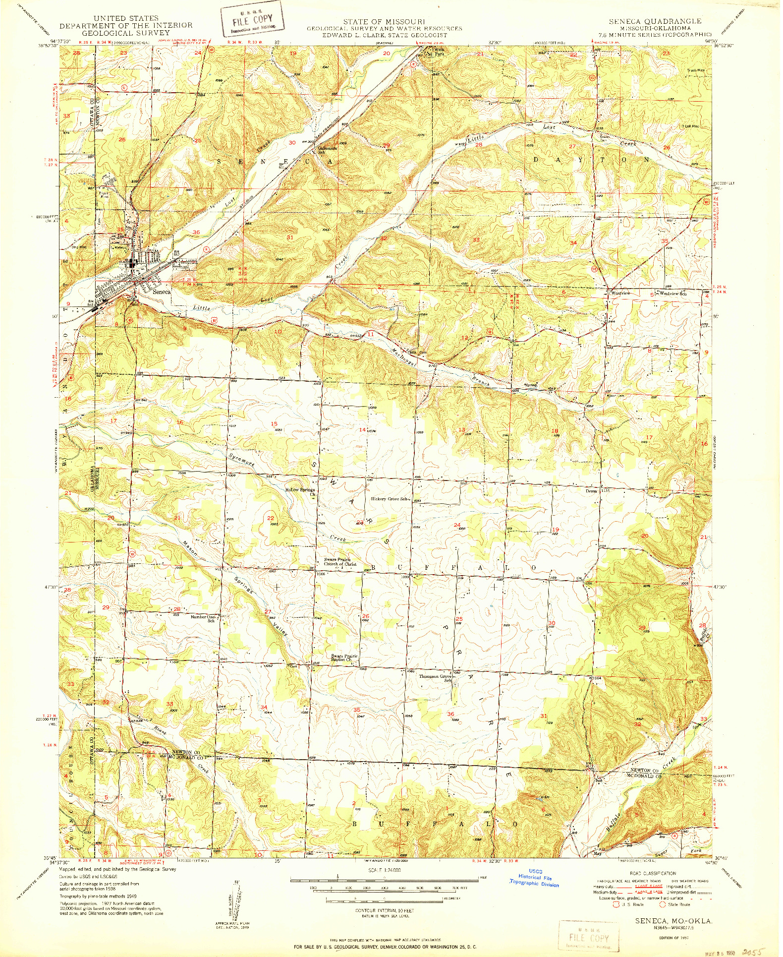 USGS 1:24000-SCALE QUADRANGLE FOR SENECA, MO 1950