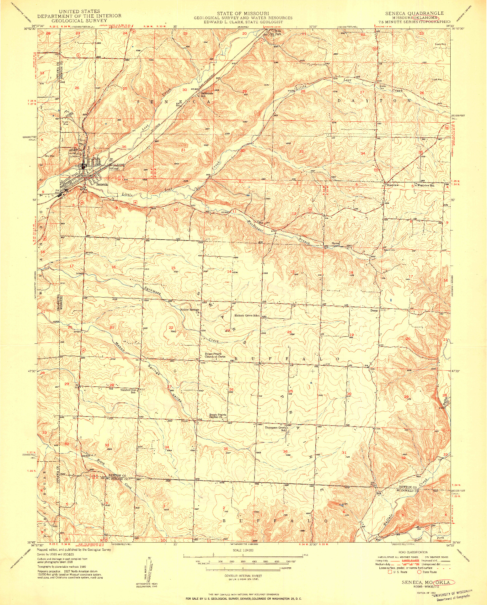 USGS 1:24000-SCALE QUADRANGLE FOR SENECA, MO 1950
